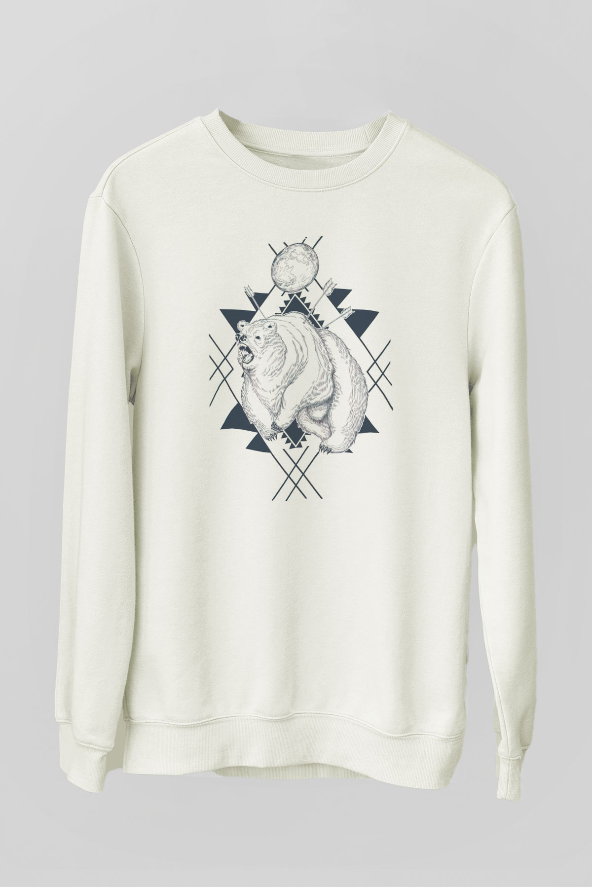 Ayı Beyaz Unisex Sweatshirt