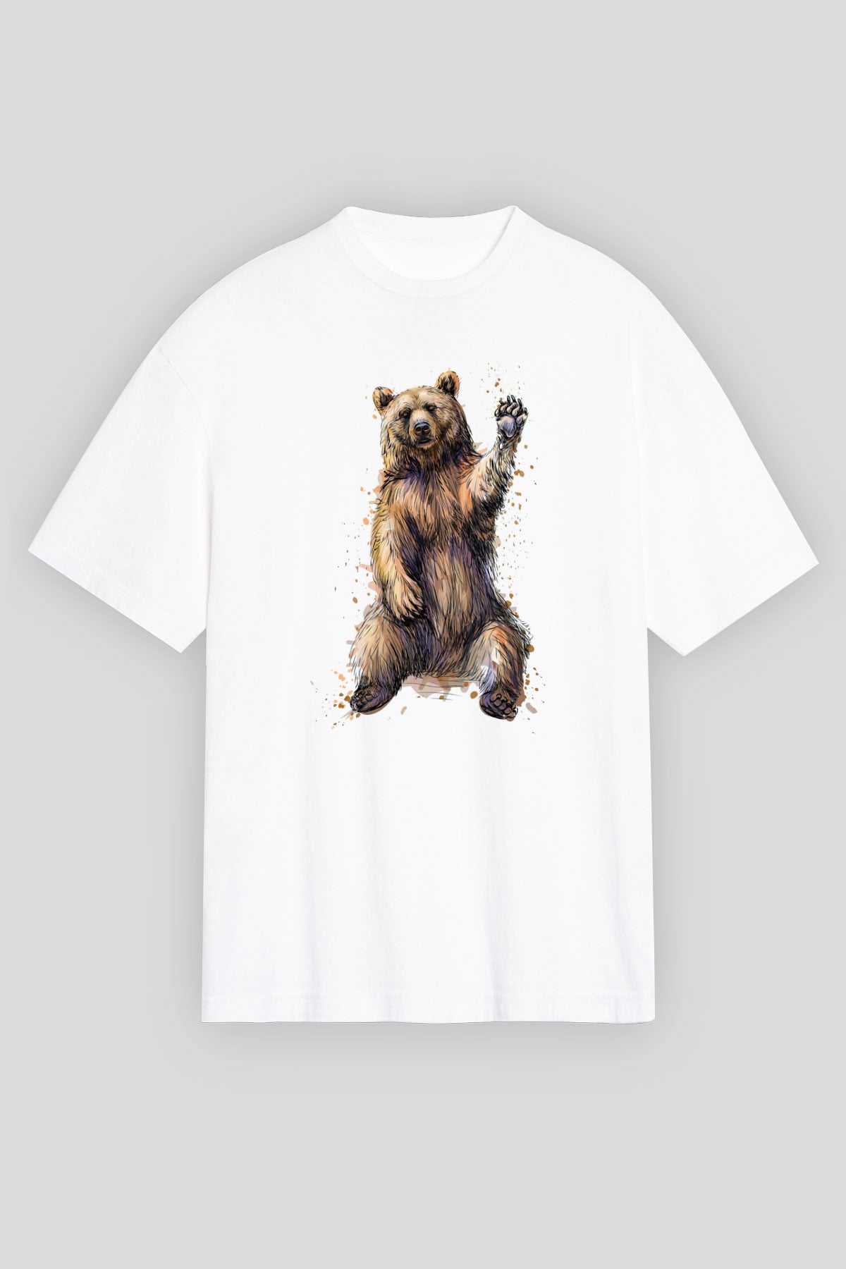Ayı Beyaz Unisex Tişört T-Shirt - TişörtFabrikası