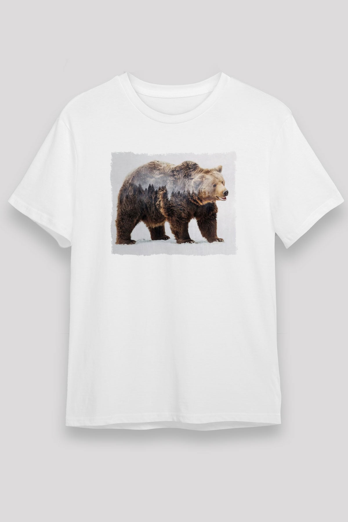 Ayı Beyaz Unisex Tişört T-Shirt - TişörtFabrikası