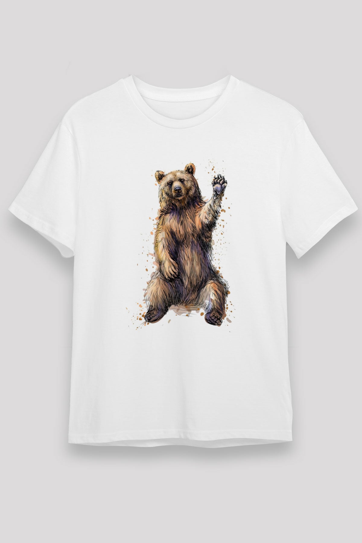 Ayı Beyaz Unisex Tişört T-Shirt - TişörtFabrikası