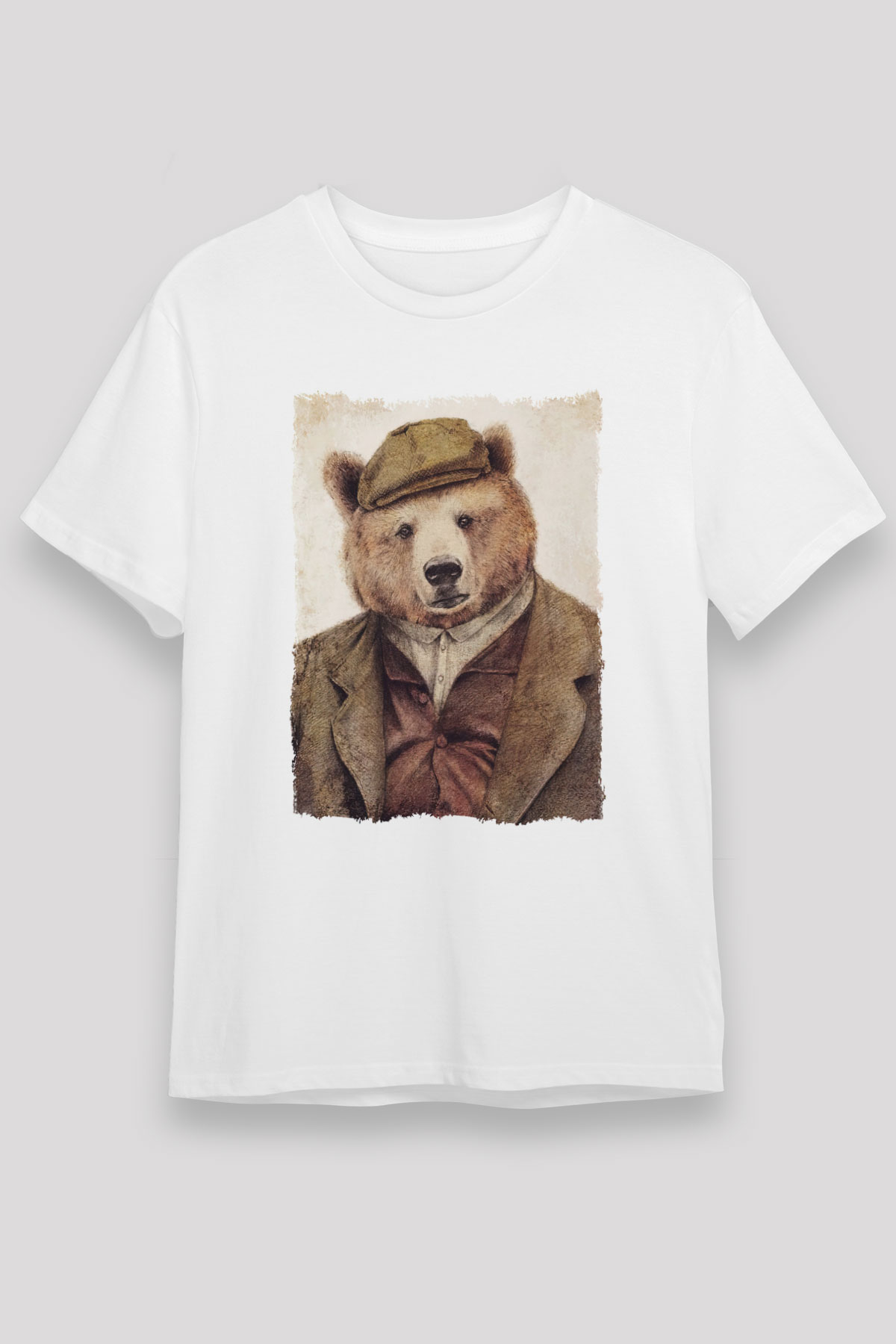 Ayı Beyaz Unisex Tişört T-Shirt - TişörtFabrikası