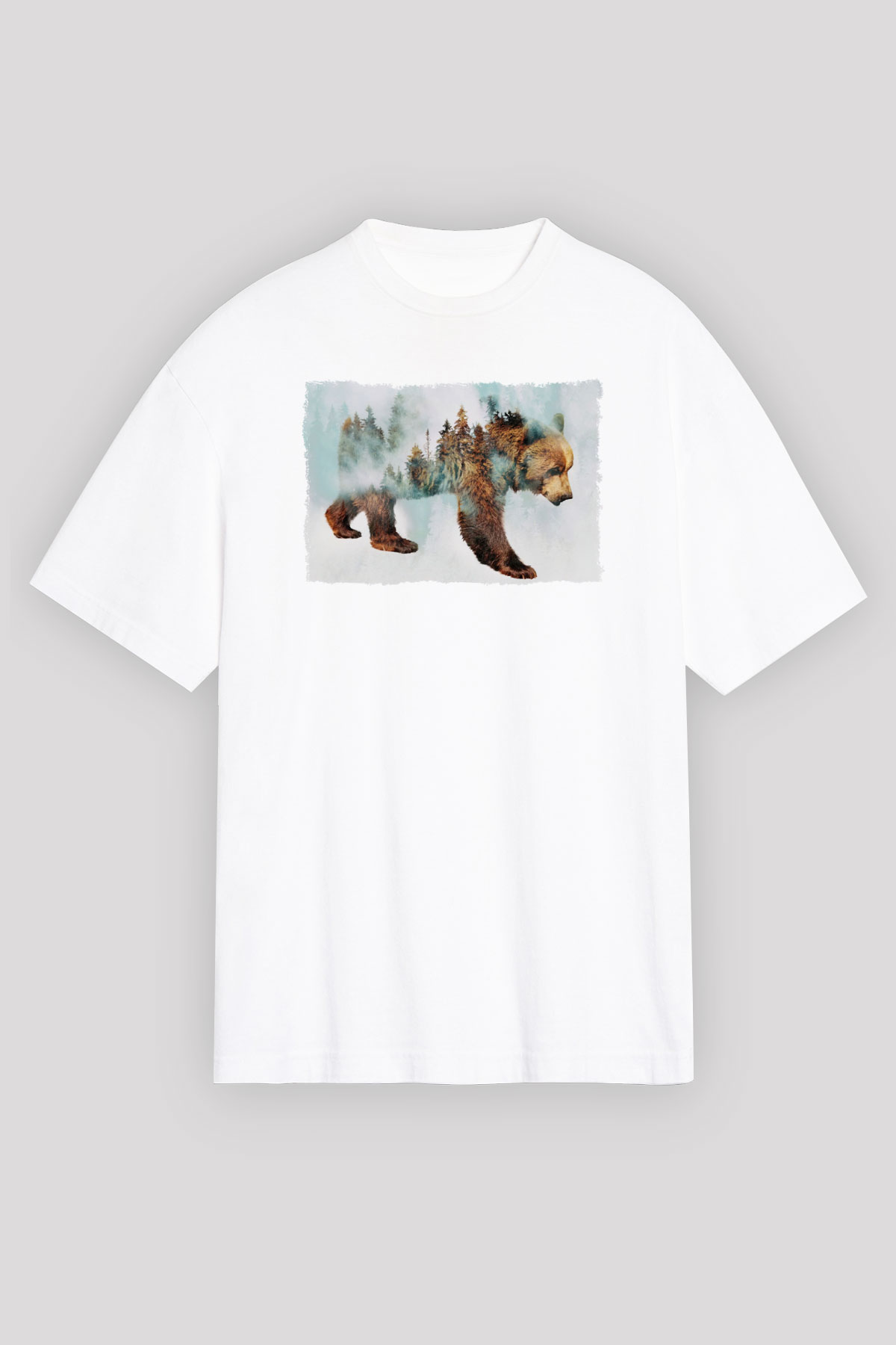 Ayı Beyaz Unisex Tişört T-Shirt - TişörtFabrikası
