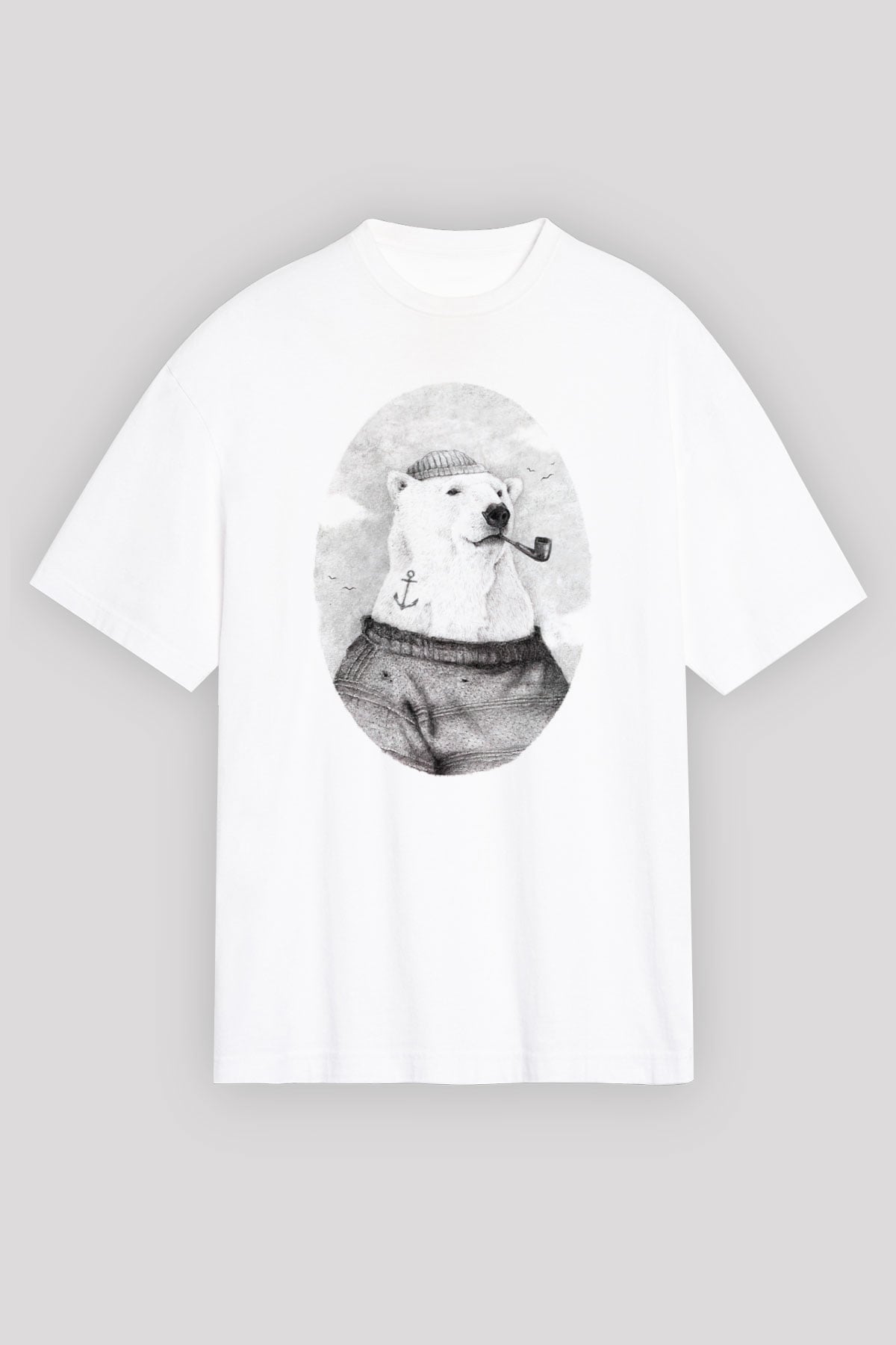 Ayı Beyaz Unisex Tişört T-Shirt - TişörtFabrikası