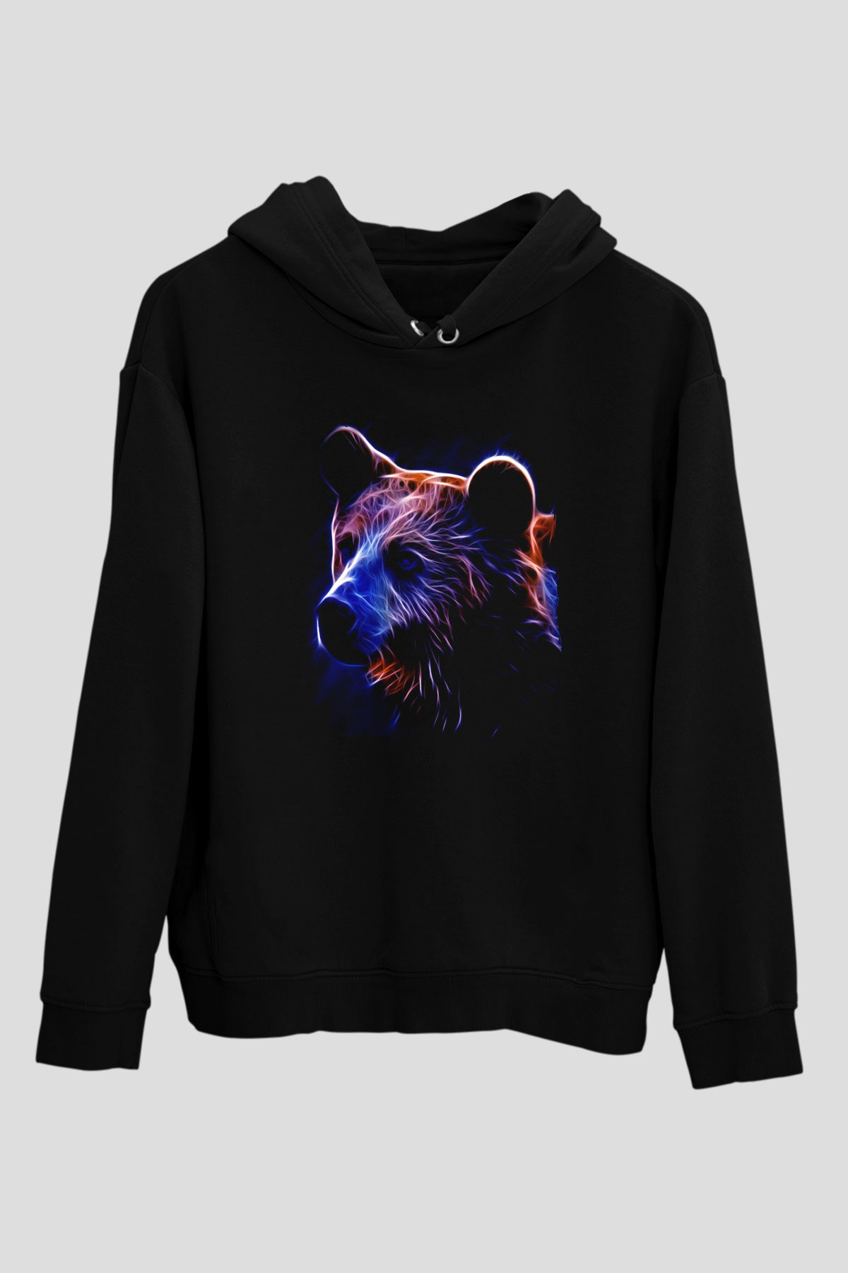 Ayı Siyah Unisex Kapüşonlu Sweatshirt