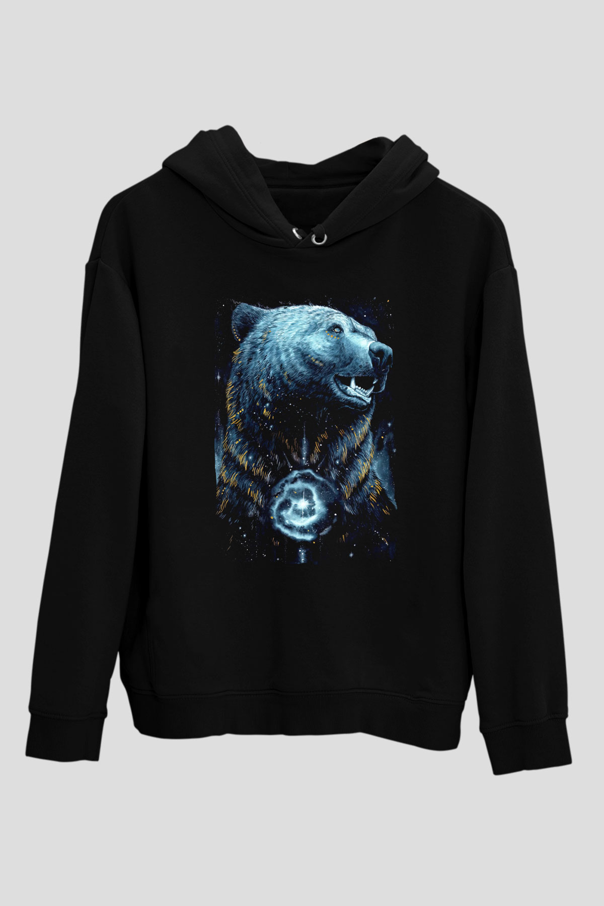 Ayı Siyah Unisex Kapüşonlu Sweatshirt