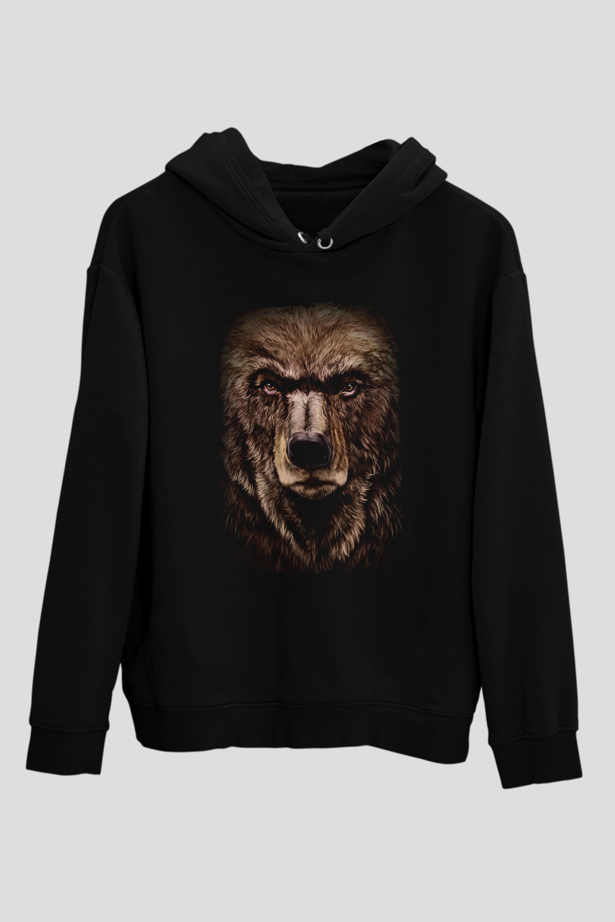 Ayı Siyah Unisex Kapüşonlu Sweatshirt