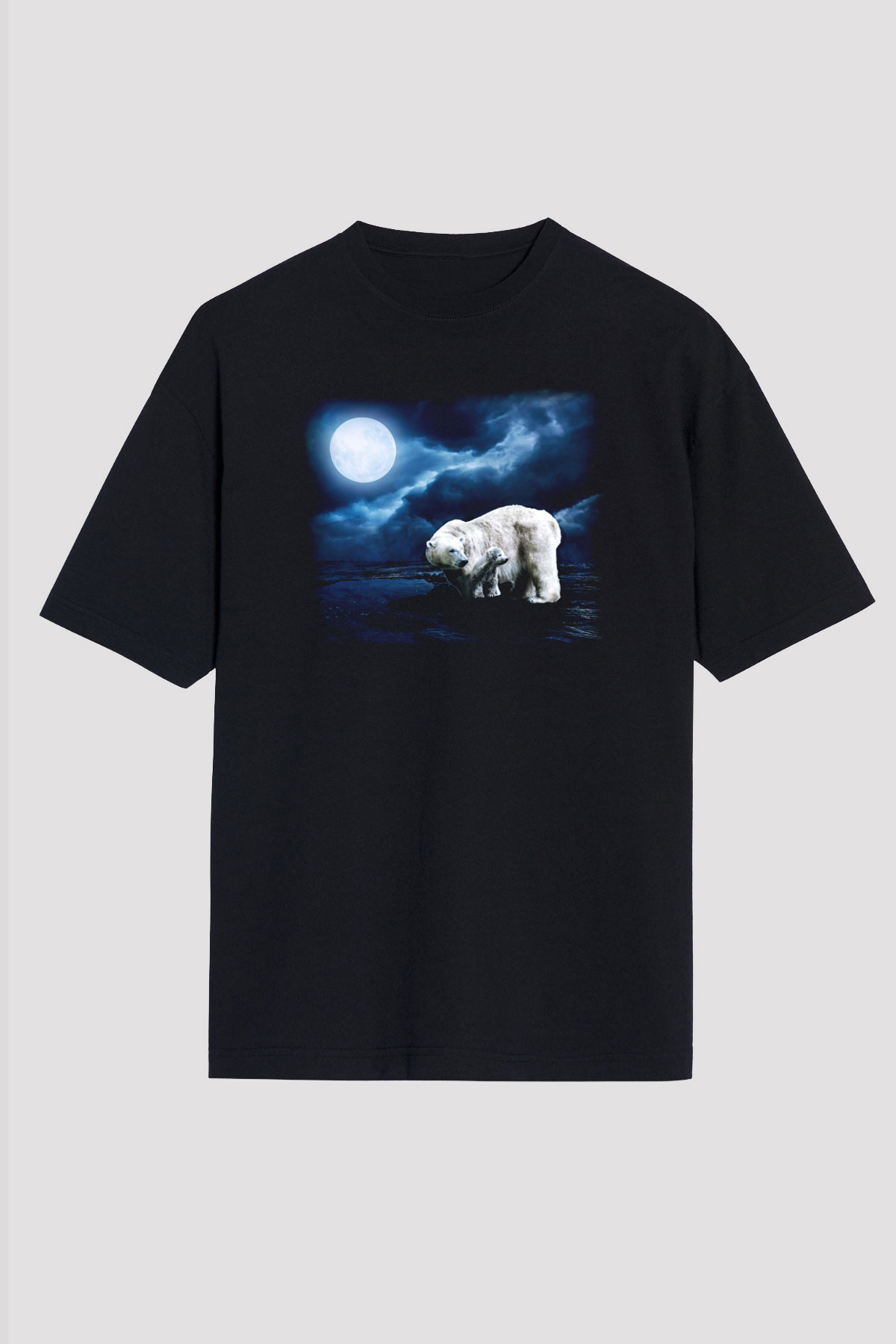 Ayı Siyah Unisex Oversize Tişört T-Shirt