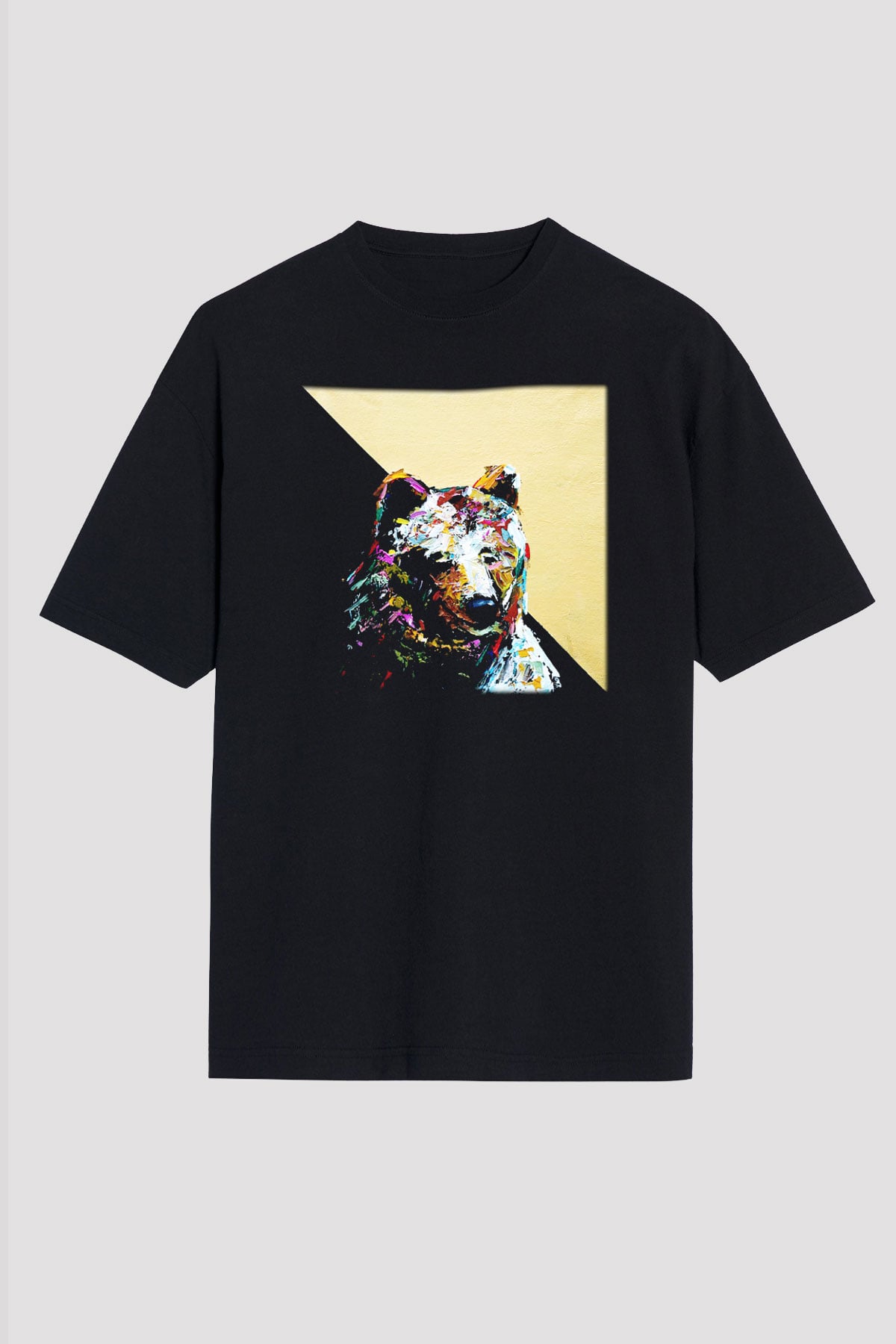 Ayı Siyah Unisex Oversize Tişört T-Shirt
