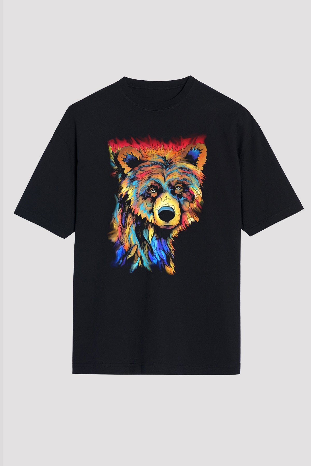 Ayı Siyah Unisex Oversize Tişört T-Shirt