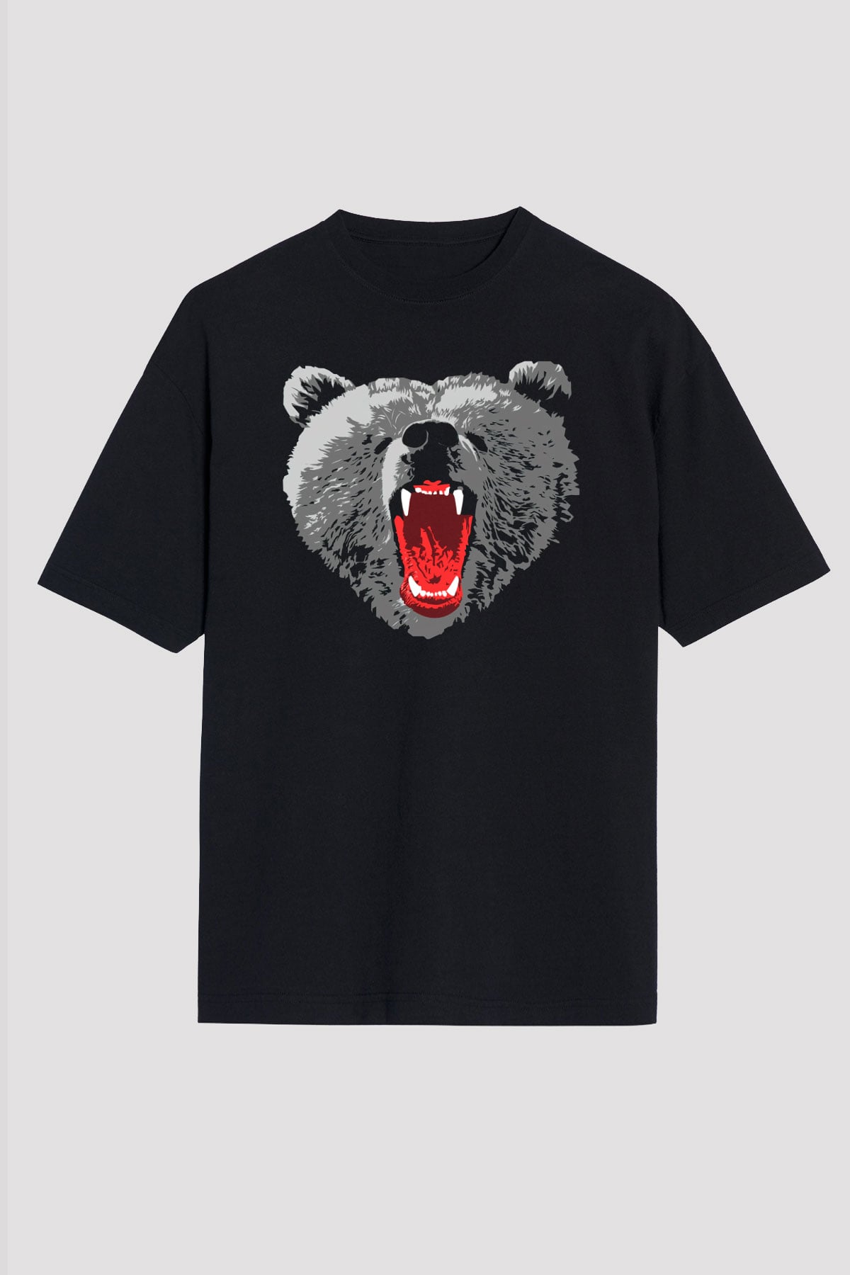 Ayı Siyah Unisex Oversize Tişört T-Shirt