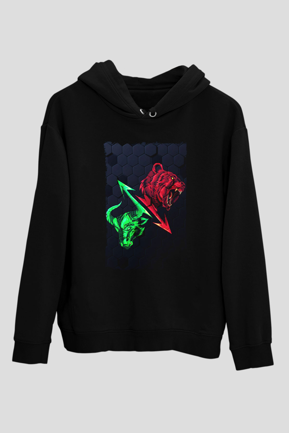 Ayı ve BoğaSiyah  Unisex Hoodie