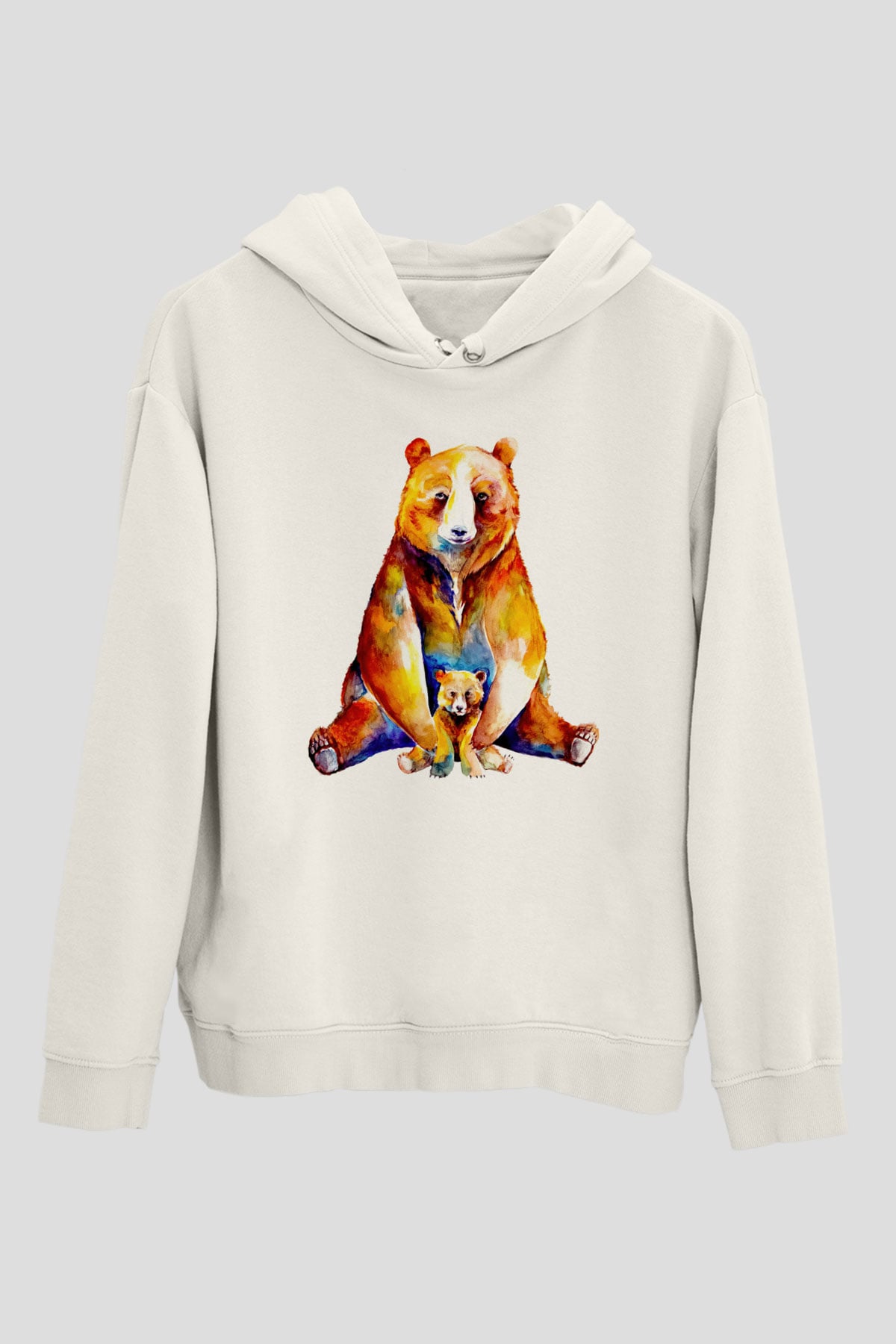 Ayı ve YavrusuBeyaz  Unisex Hoodie