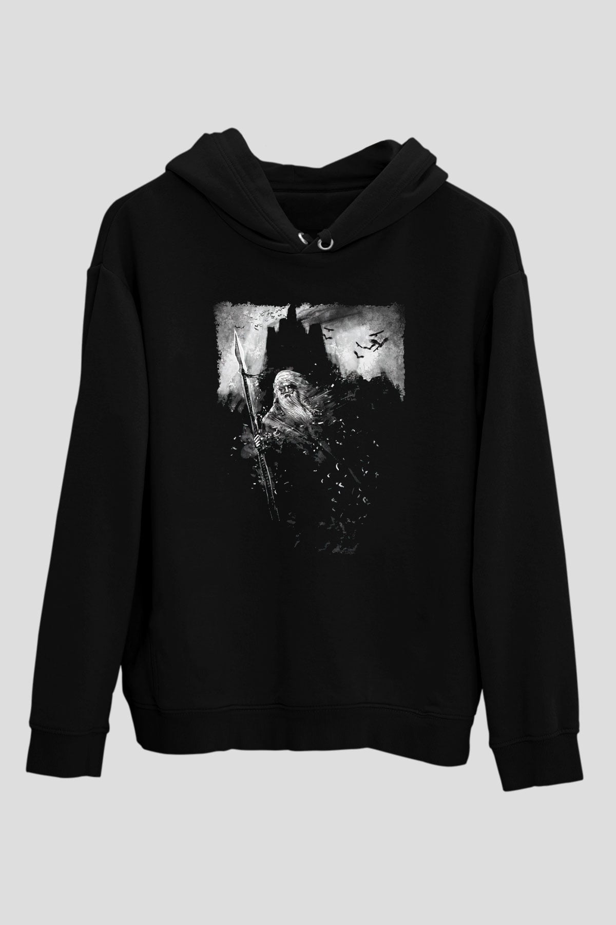 Azarath Baskılı Unisex Siyah Kapüşonlu Sweatshirt