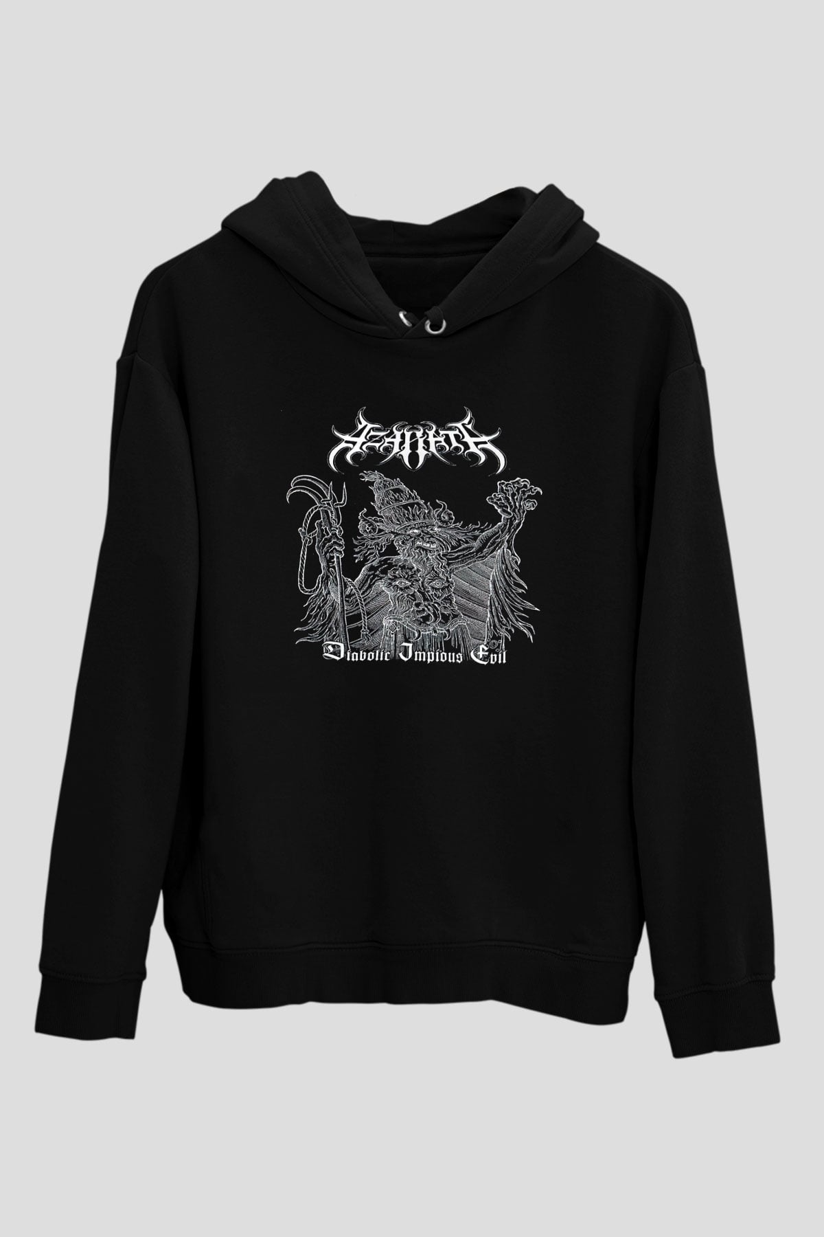 Azarath Baskılı Unisex Siyah Kapüşonlu Sweatshirt