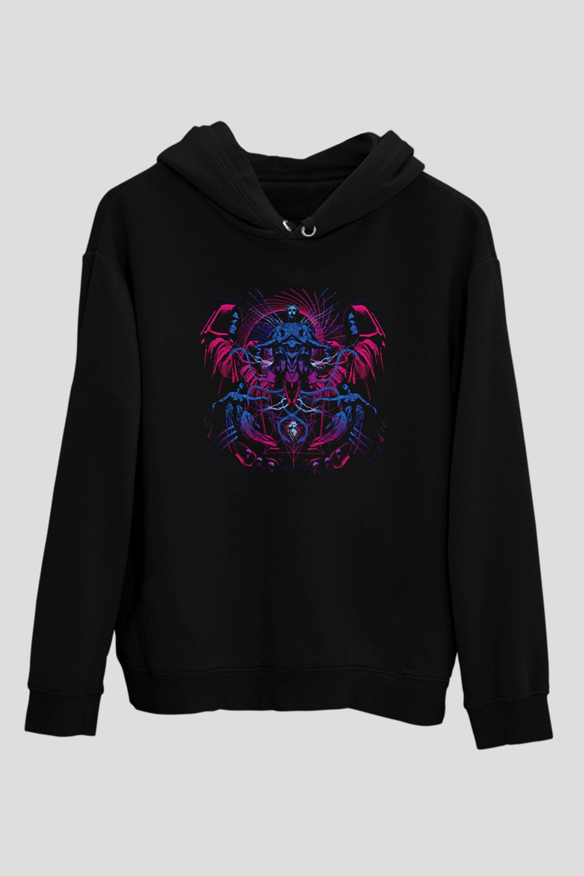 Azarath Baskılı Unisex Siyah Kapüşonlu Sweatshirt