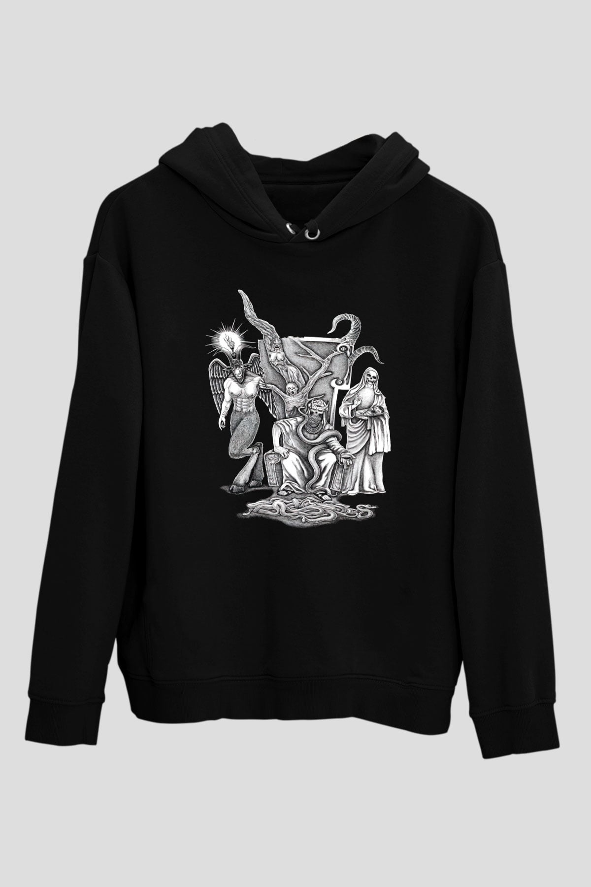Azarath Baskılı Unisex Siyah Kapüşonlu Sweatshirt