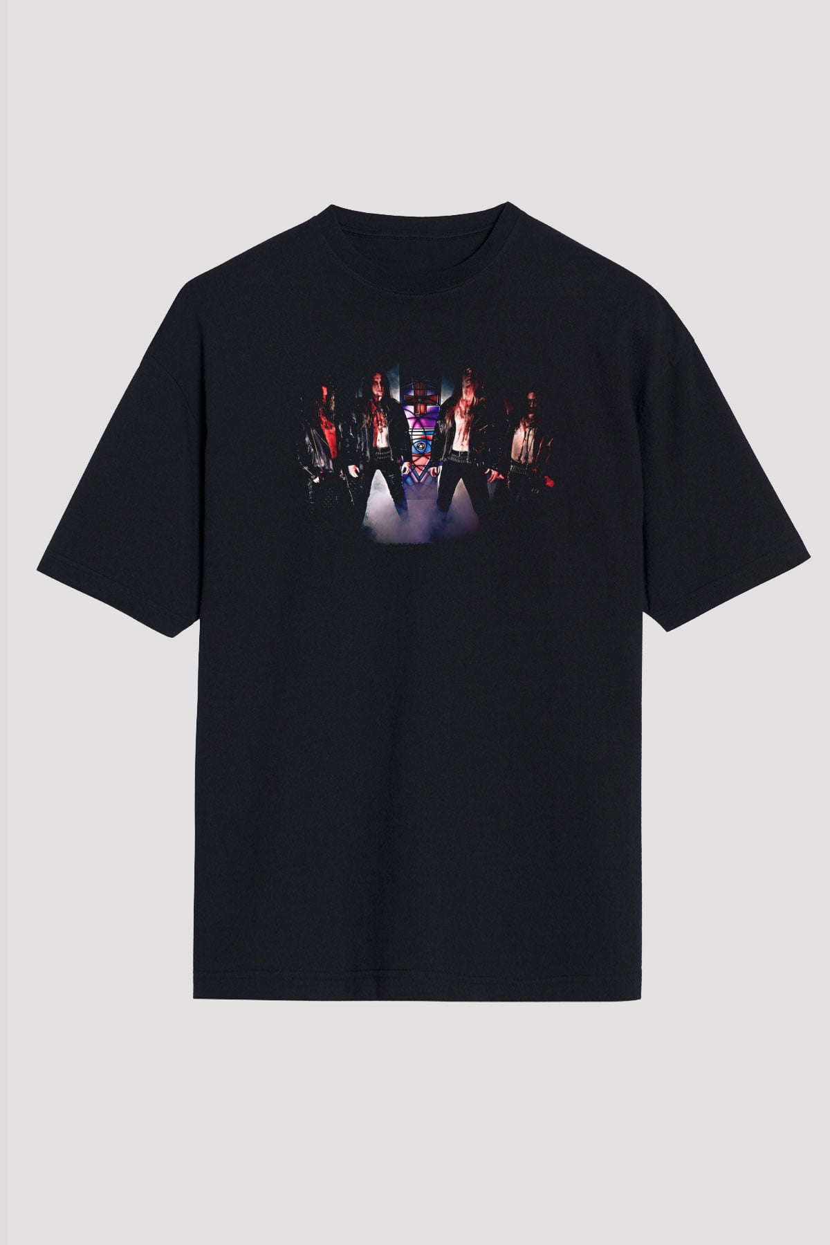 Azarath Baskılı Unisex Siyah Oversize Tişört - Tshirt