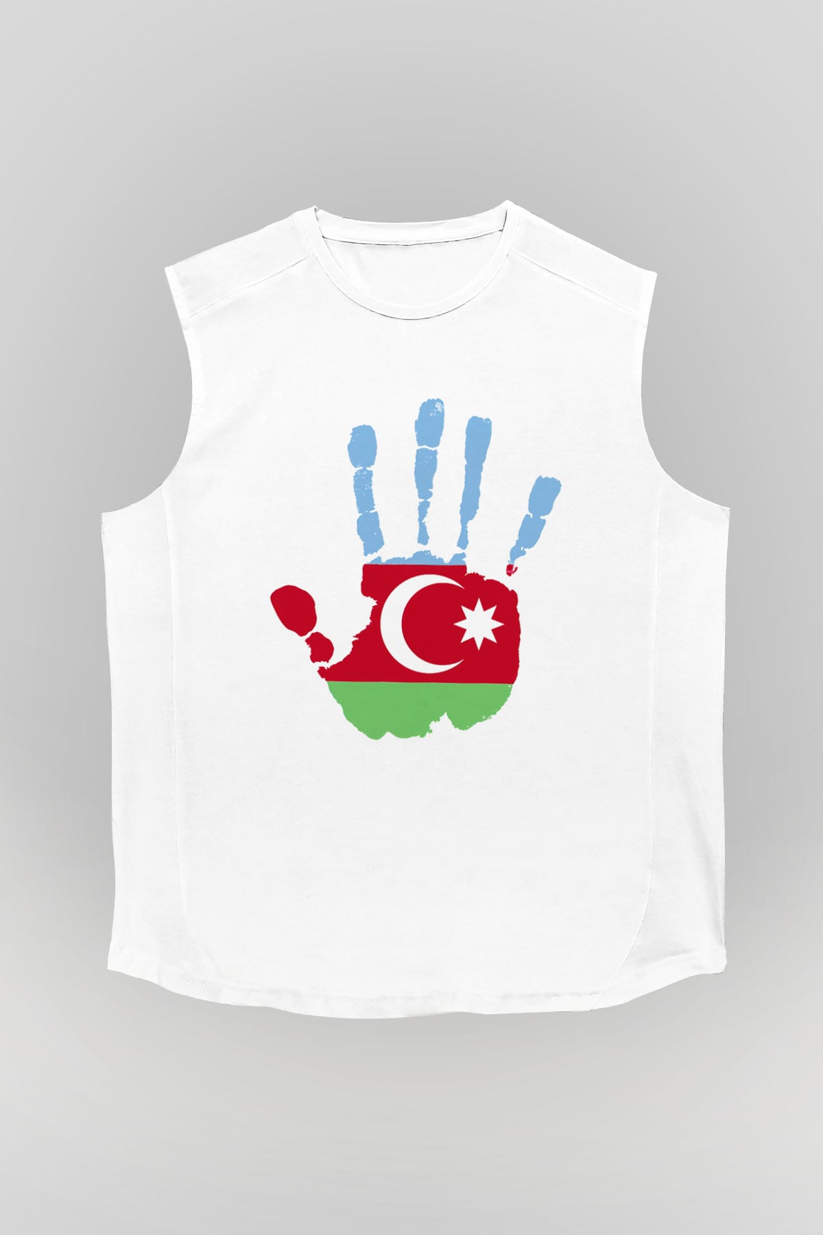 Azerbaycan Beyaz Unisex Kolsuz Tişört