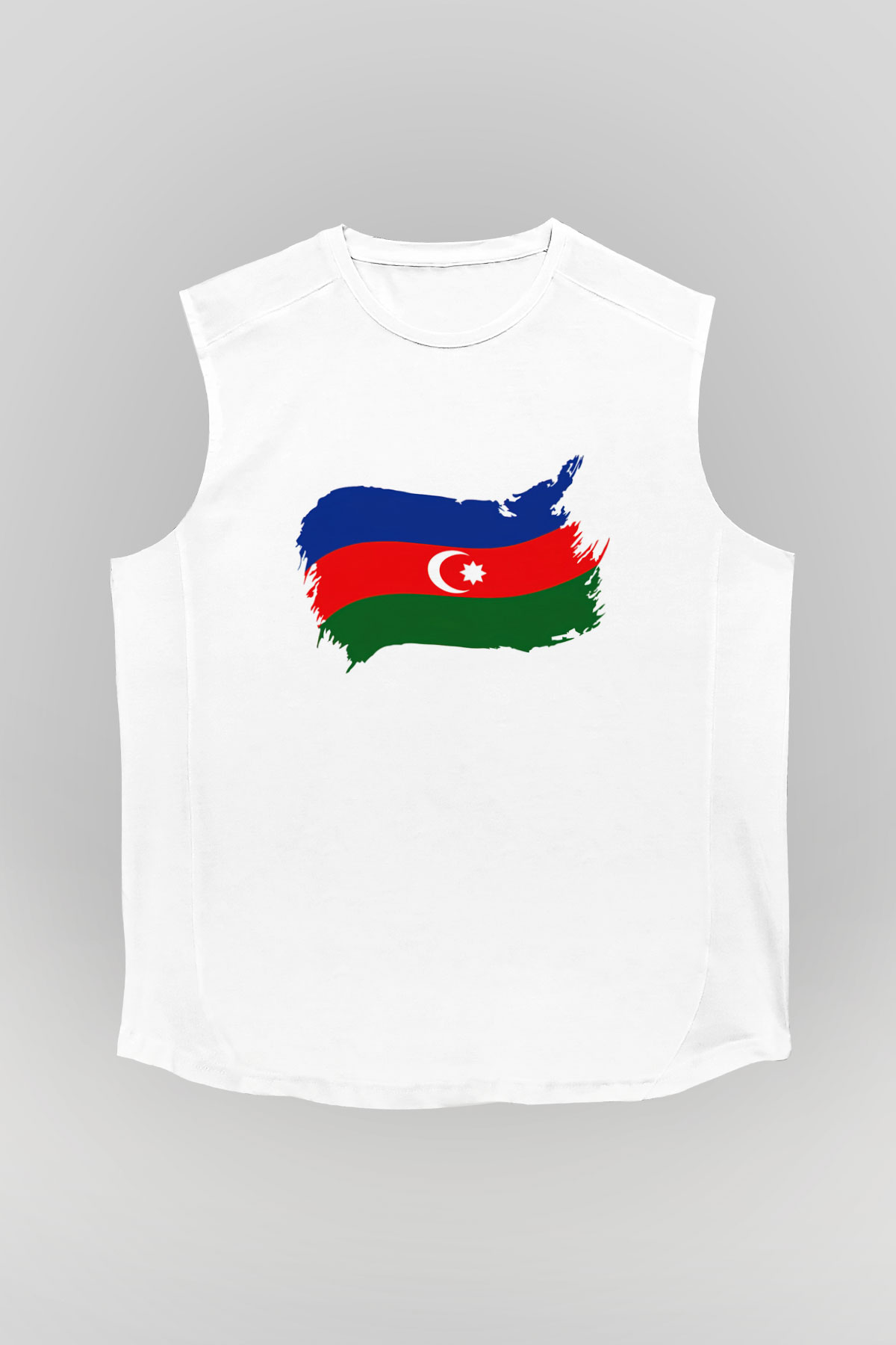 Azerbaycan Beyaz Unisex Kolsuz Tişört