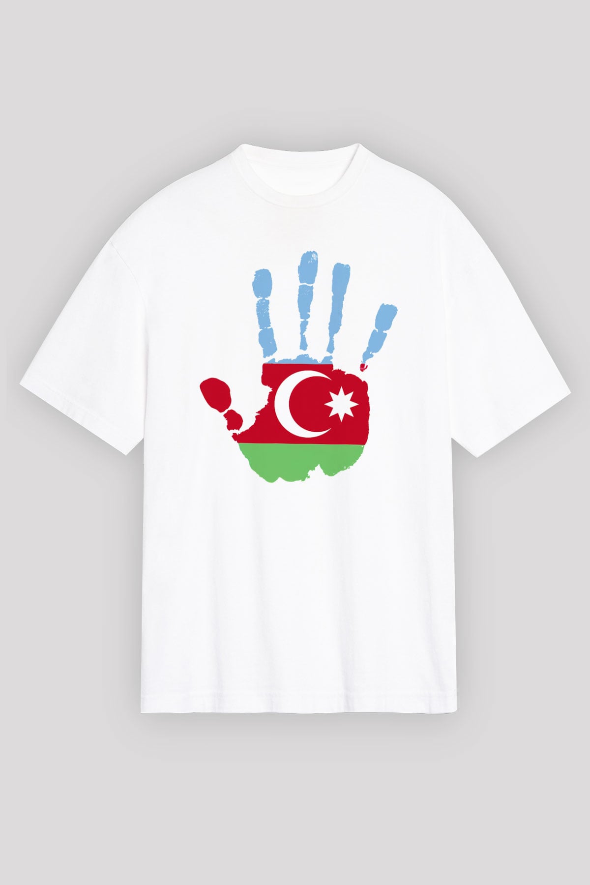 Azerbaycan Beyaz Unisex Oversize Tişört T-Shirt