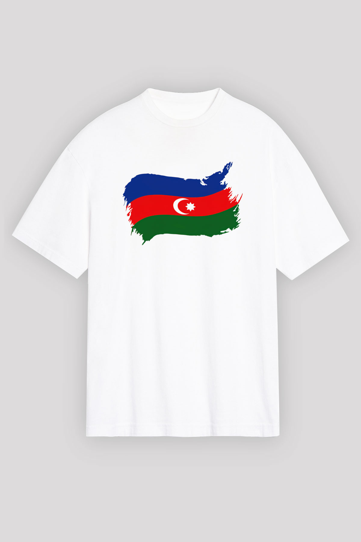 Azerbaycan Beyaz Unisex Oversize Tişört T-Shirt