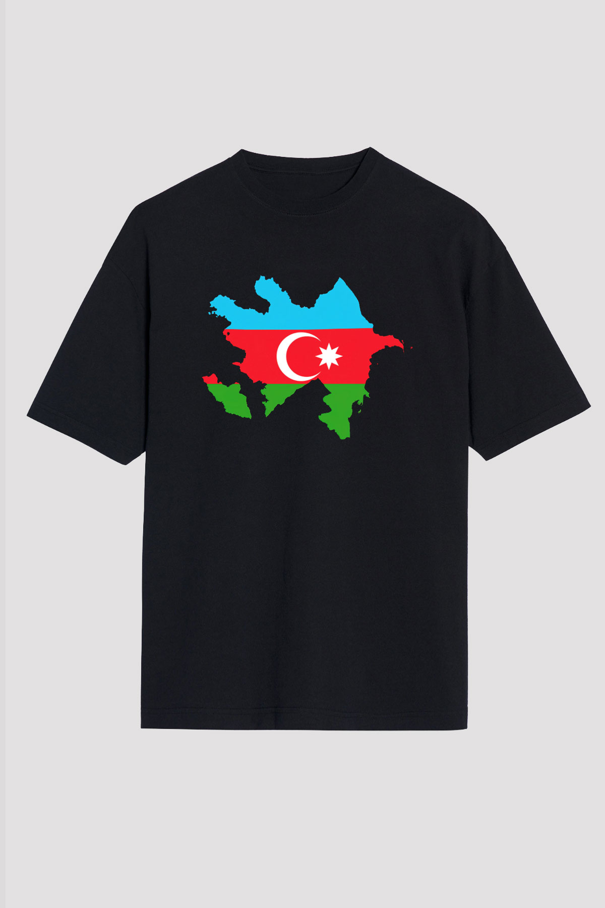 Azerbaycan Siyah Unisex Oversize Tişört T-Shirt