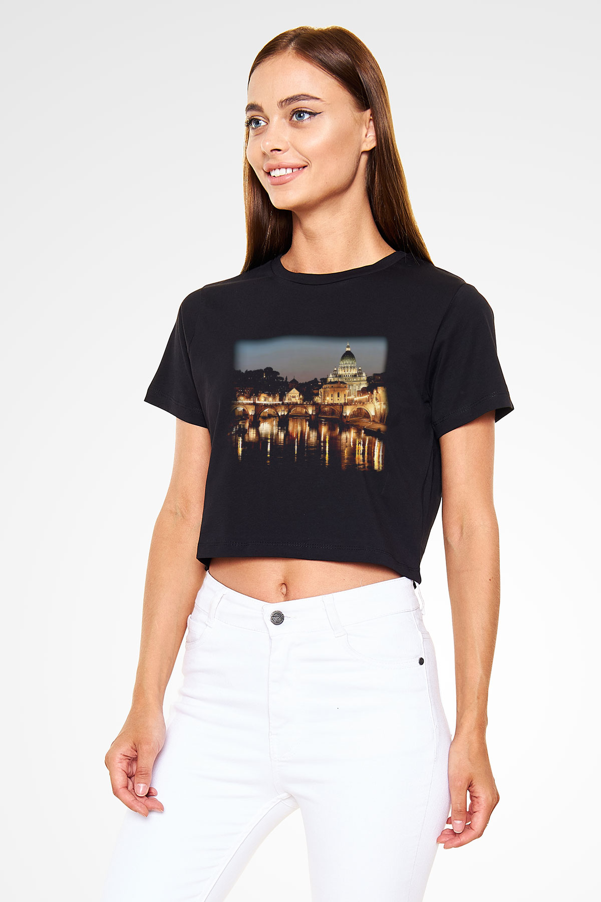 Aziz Petrus Bazilikası Siyah Crop Top Tişört