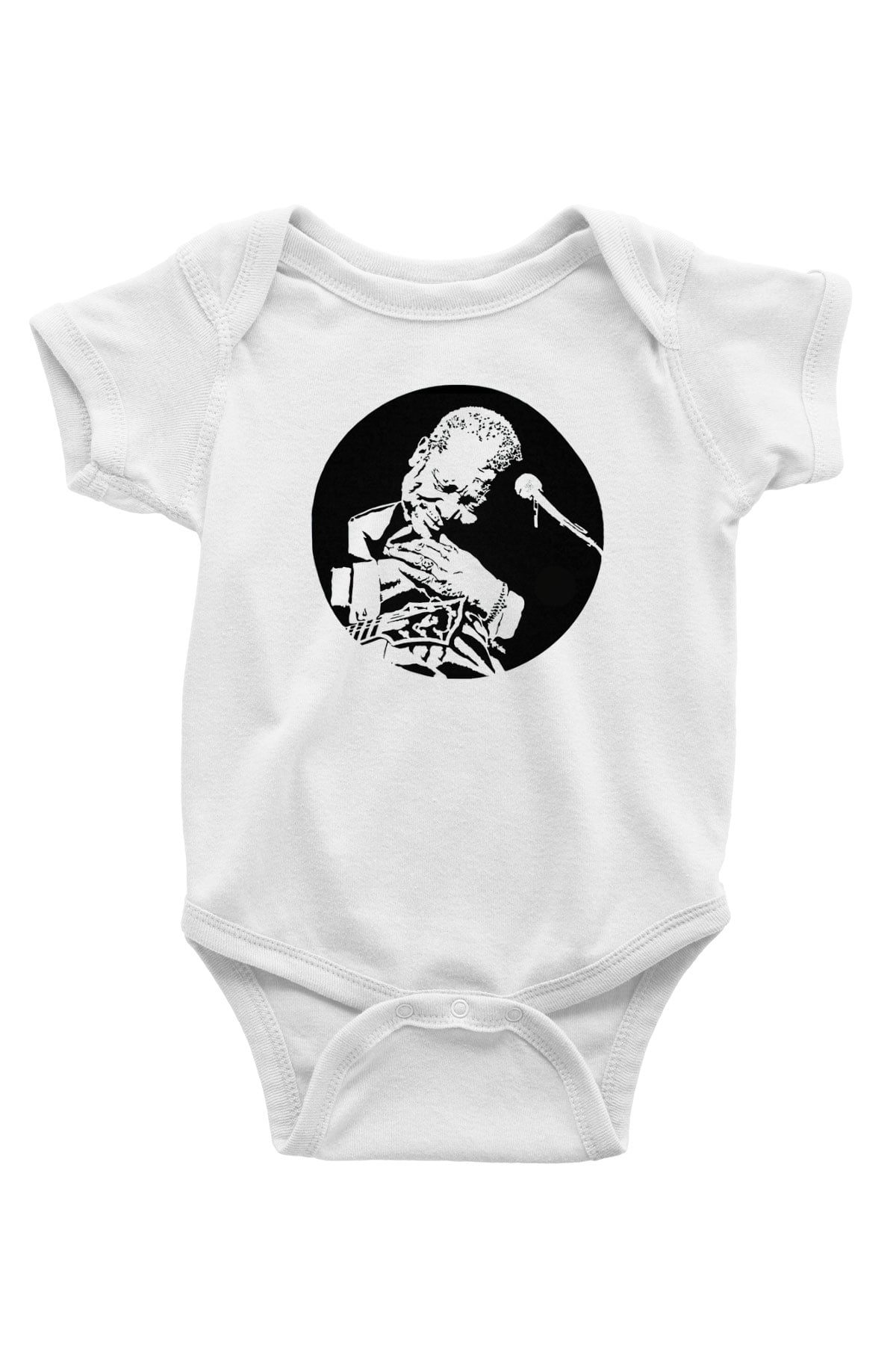 B.B. King Baskılı Beyaz Unisex Bebek Body - Zıbın