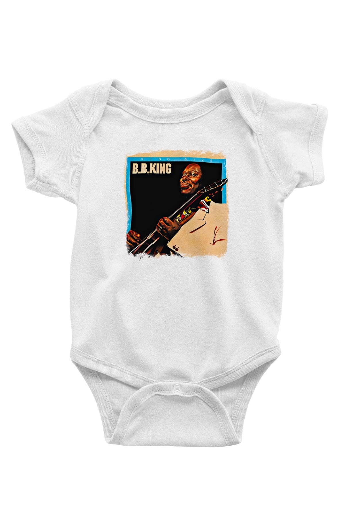 B.B. King Baskılı Unisex Beyaz Bebek Body - Zıbın