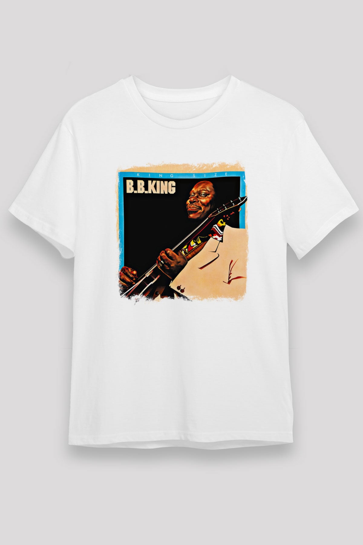 B.B. King Baskılı Unisex Beyaz Tişört