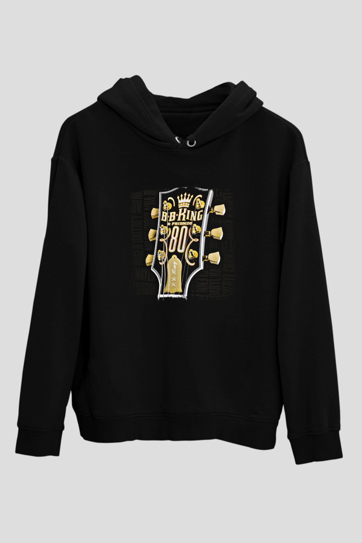 B.B. King Baskılı Unisex Siyah Hoodie