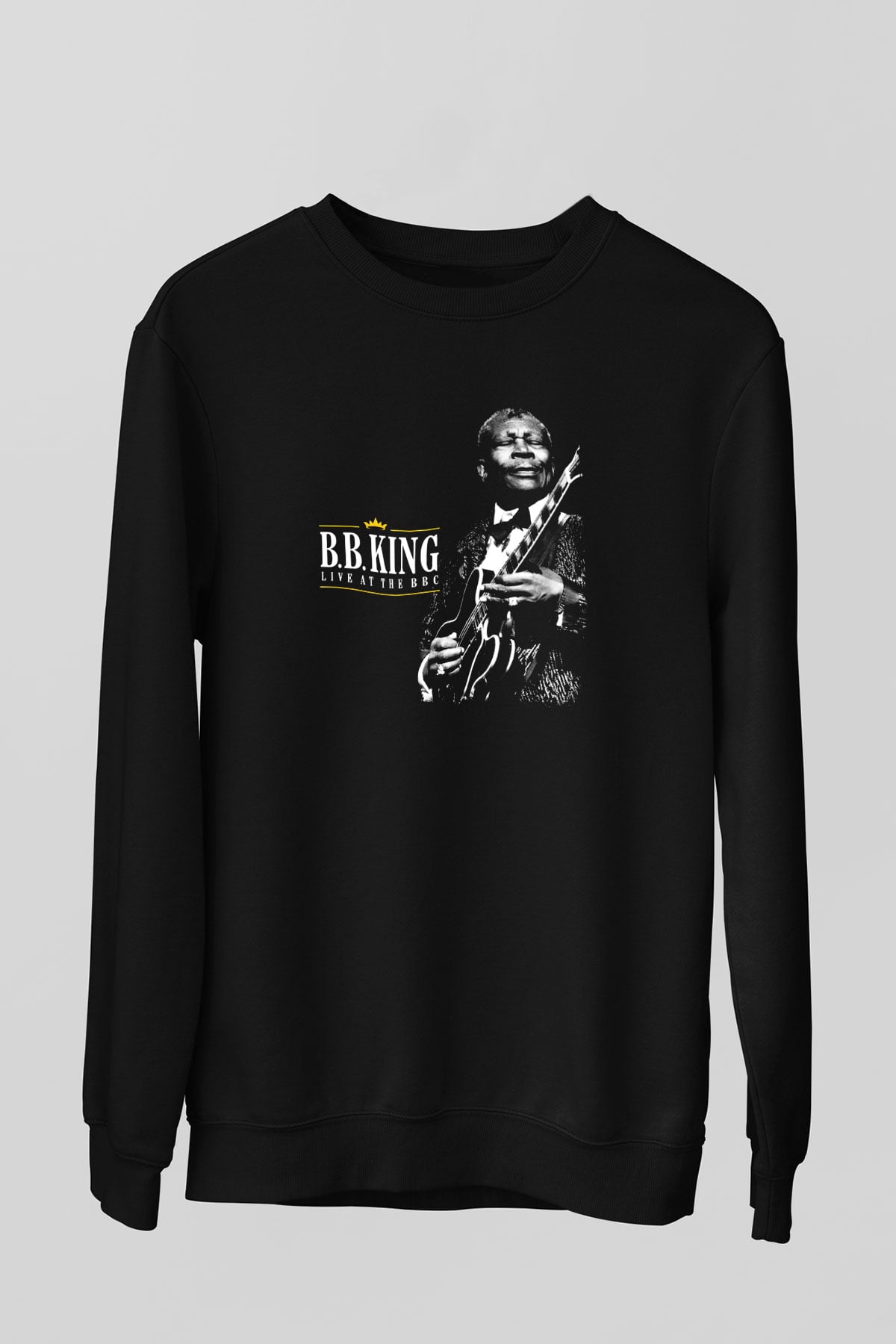B.B. King Baskılı Unisex Siyah Sweatshirt