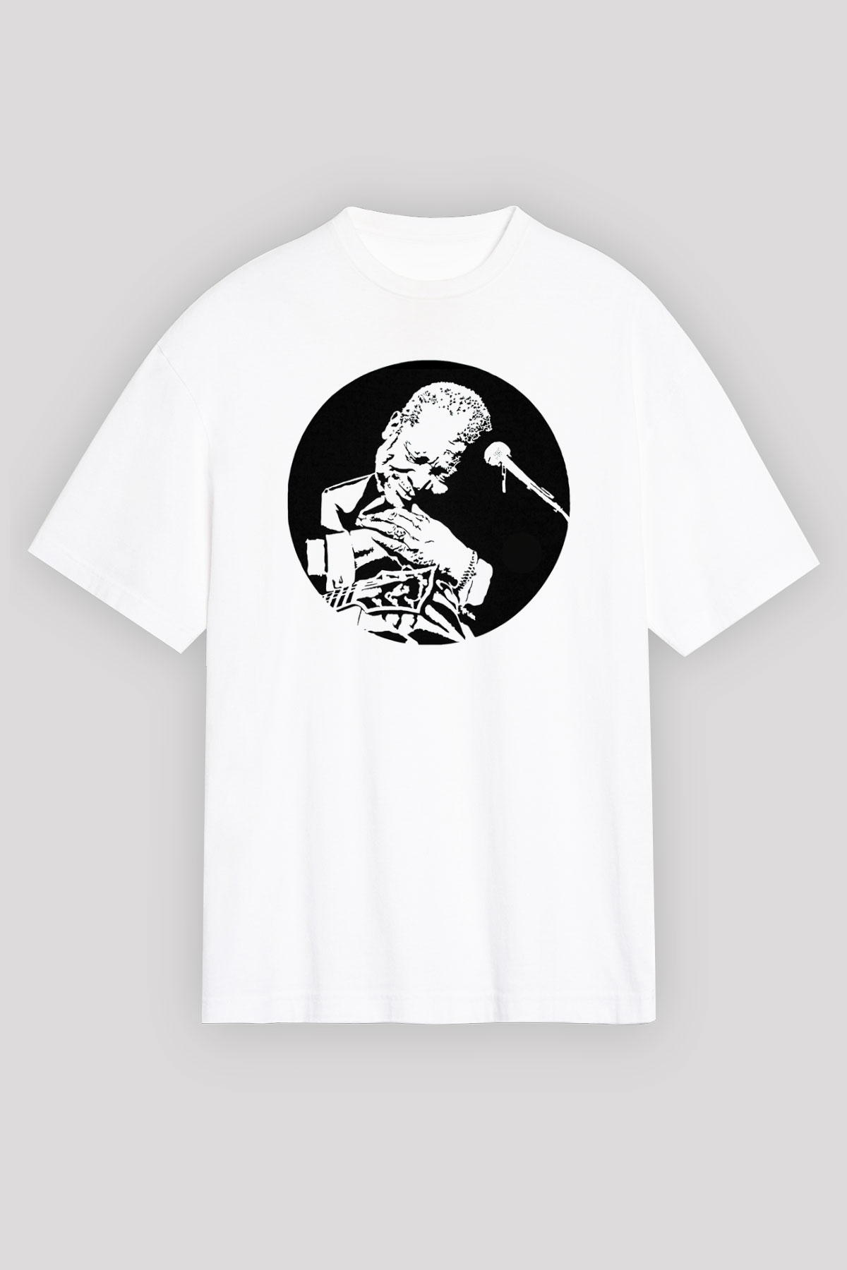 B.B. King Beyaz Unisex Oversize Tişört T-Shirt