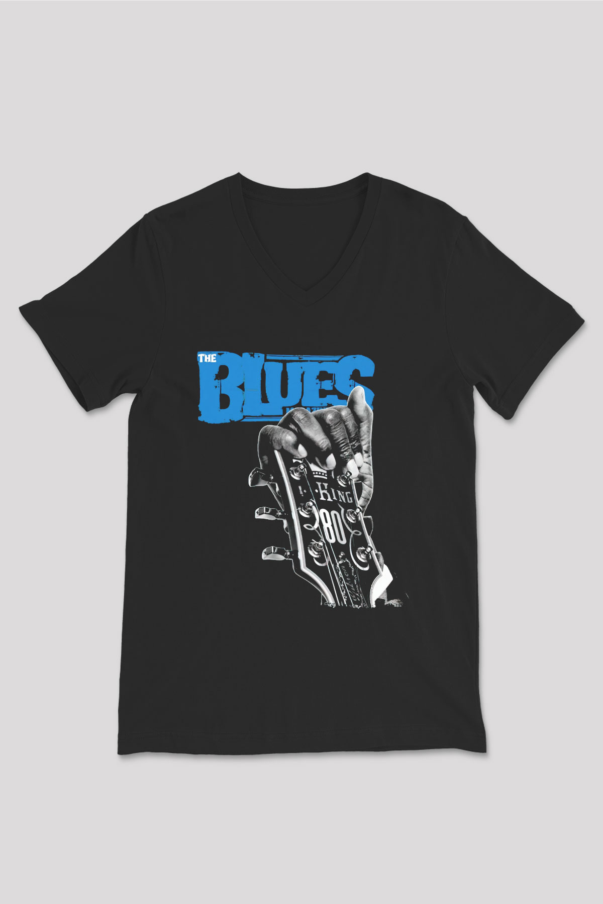 B.B. King Siyah Unisex V Yaka Tişört