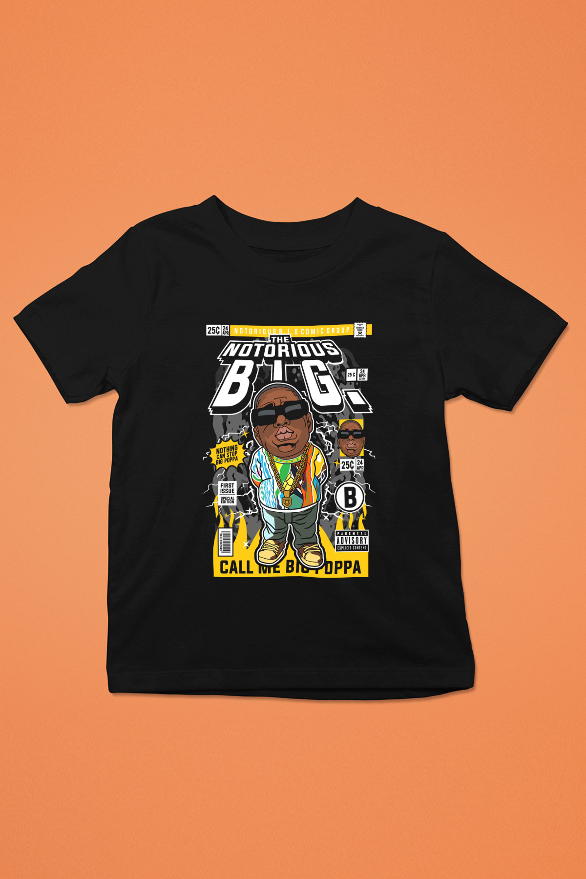 B.I.G Baskılı Unisex Siyah Çocuk Tişört