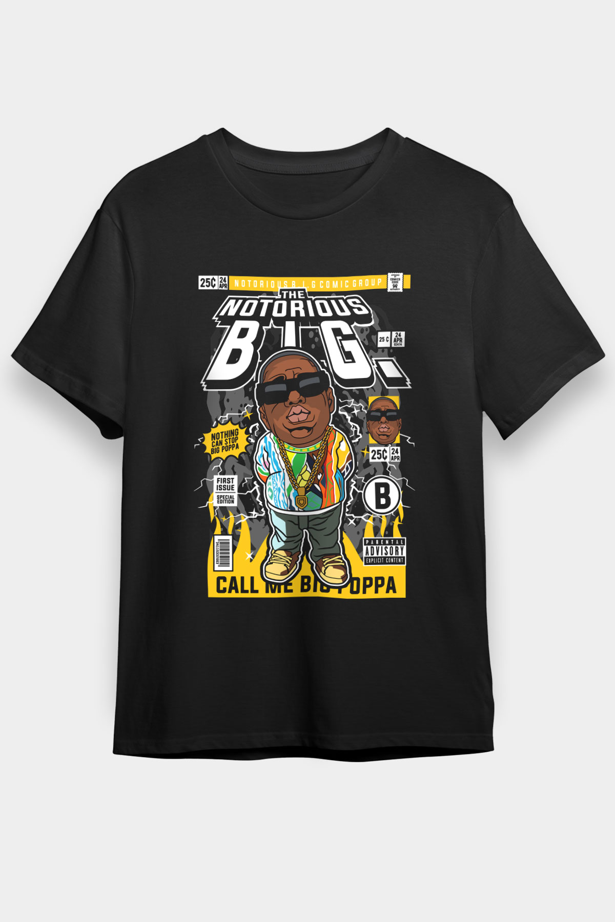 B.I.G Baskılı Unisex Siyah Tişört