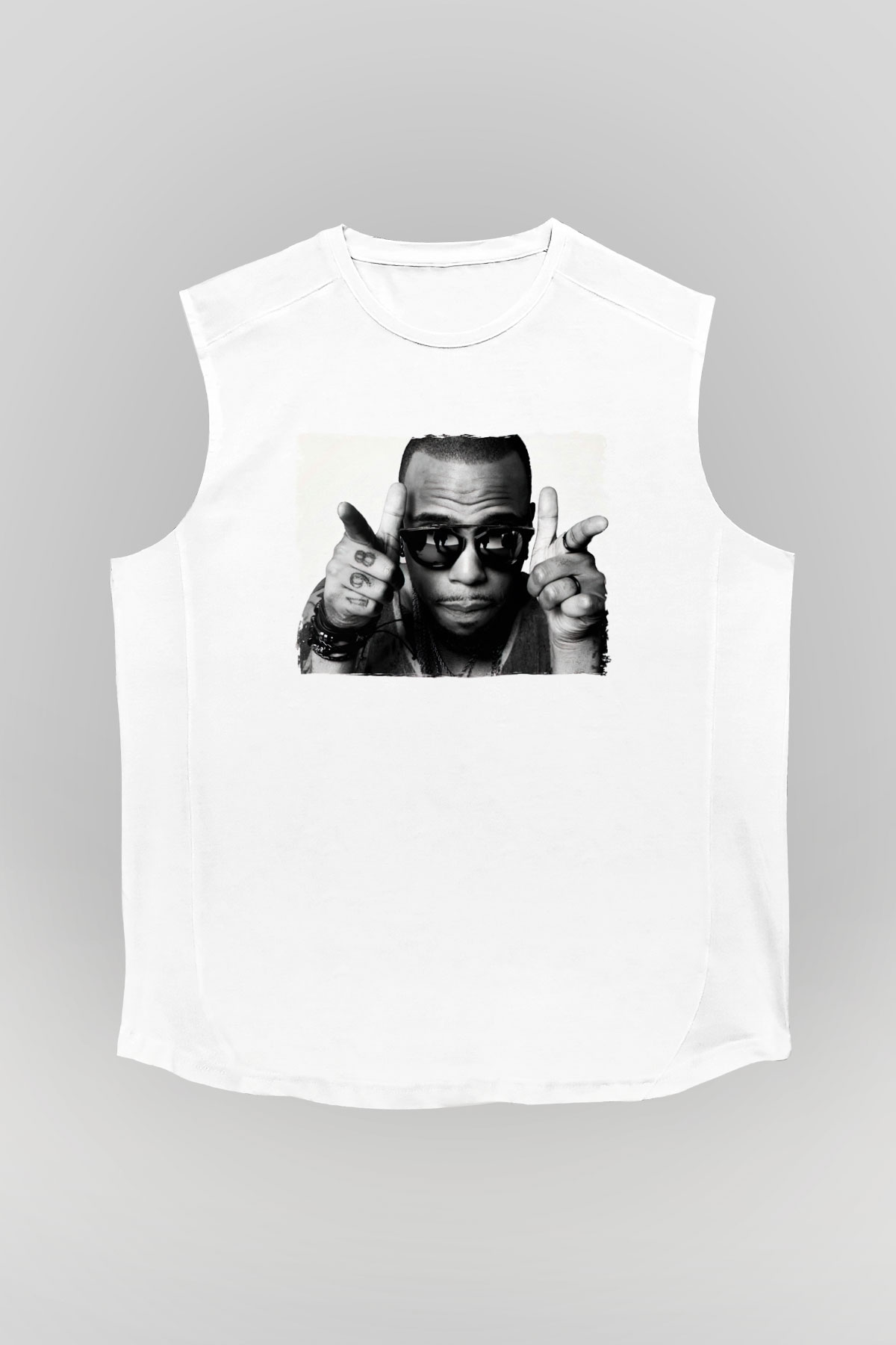 B.o.B Beyaz Unisex Kolsuz Tişört