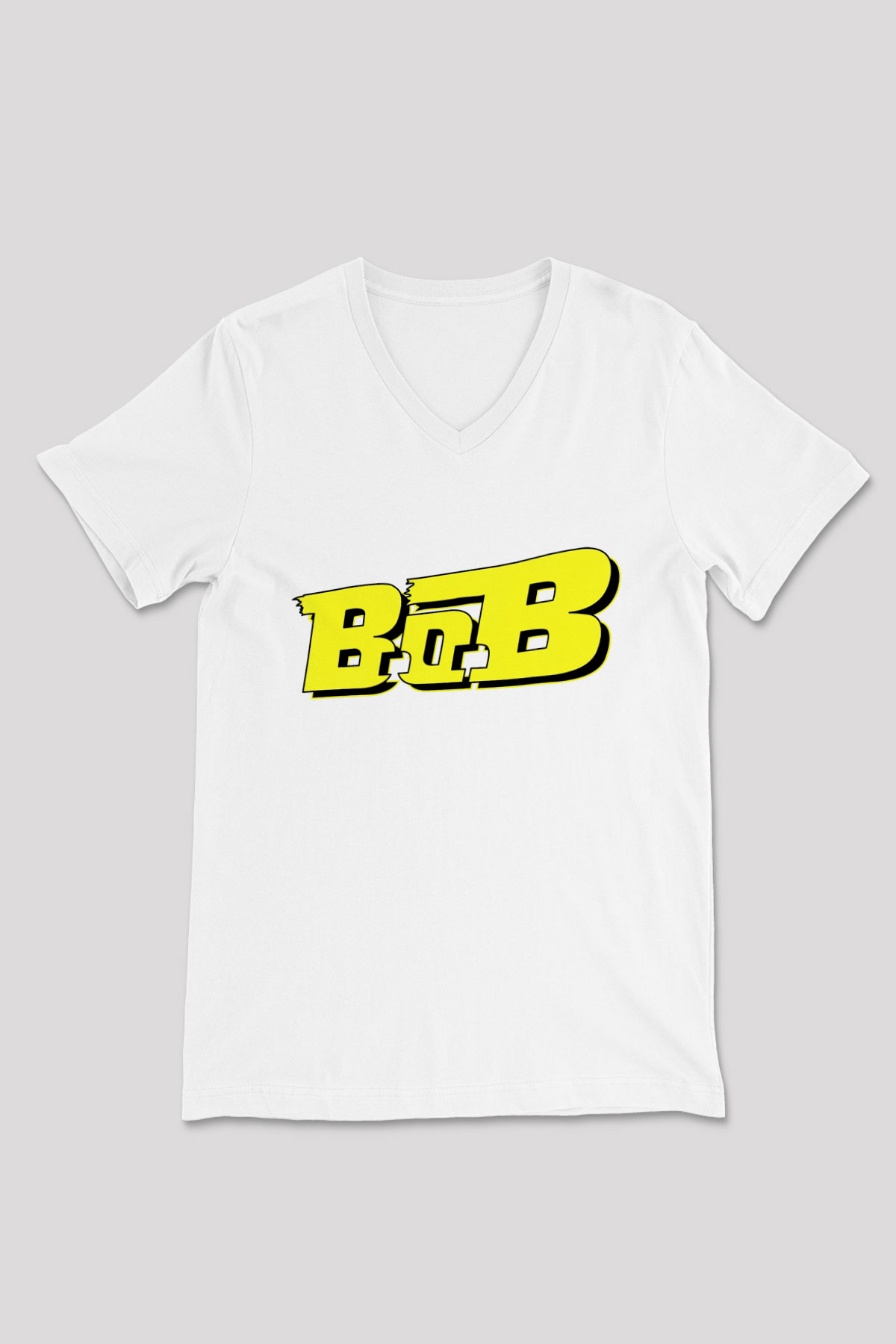 B.o.B Beyaz Unisex V Yaka Tişört T-Shirt