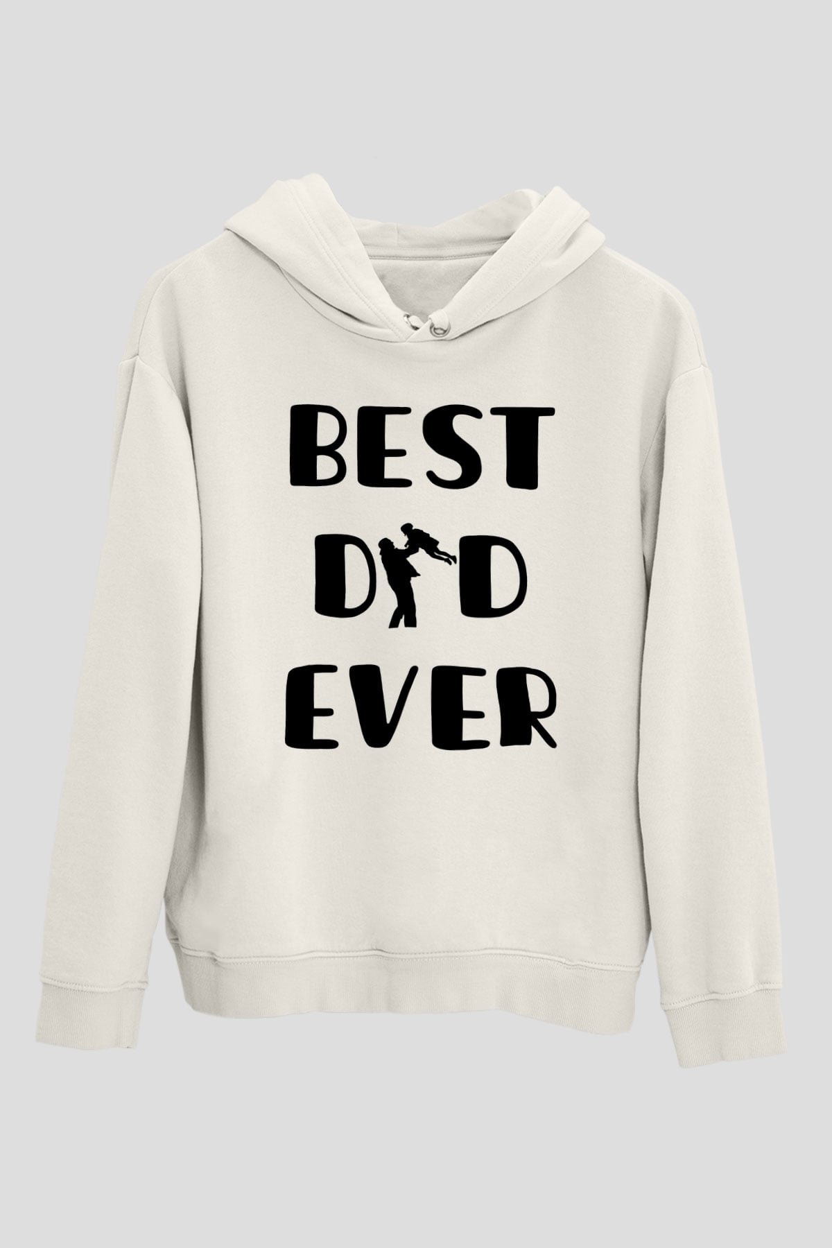 Babalar Günü Baskılı Beyaz Unisex Hoodie