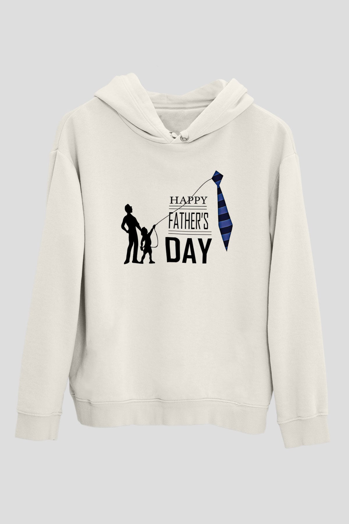Babalar Günü Baskılı Beyaz Unisex Hoodie