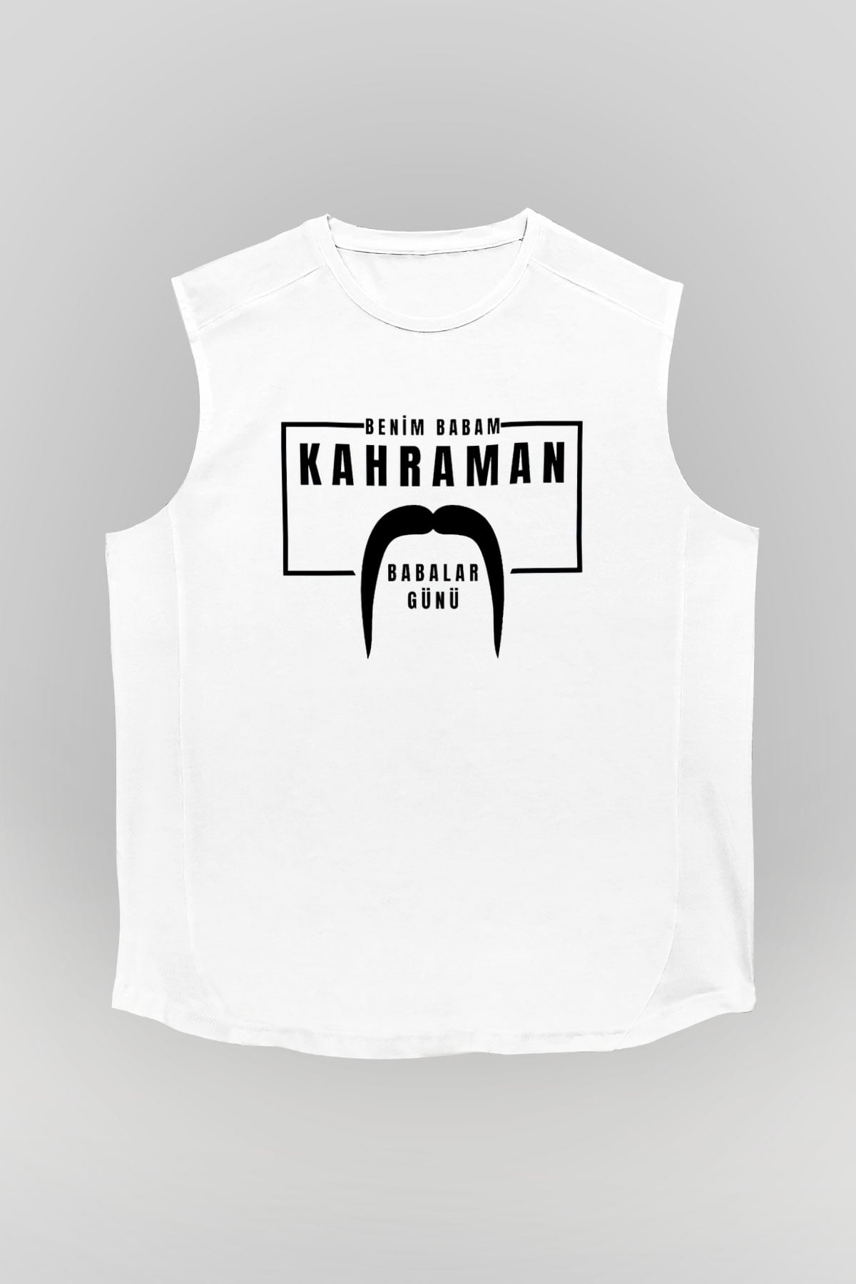 Babalar Günü Baskılı Beyaz Unisex Kolsuz Tişört - Tshirt