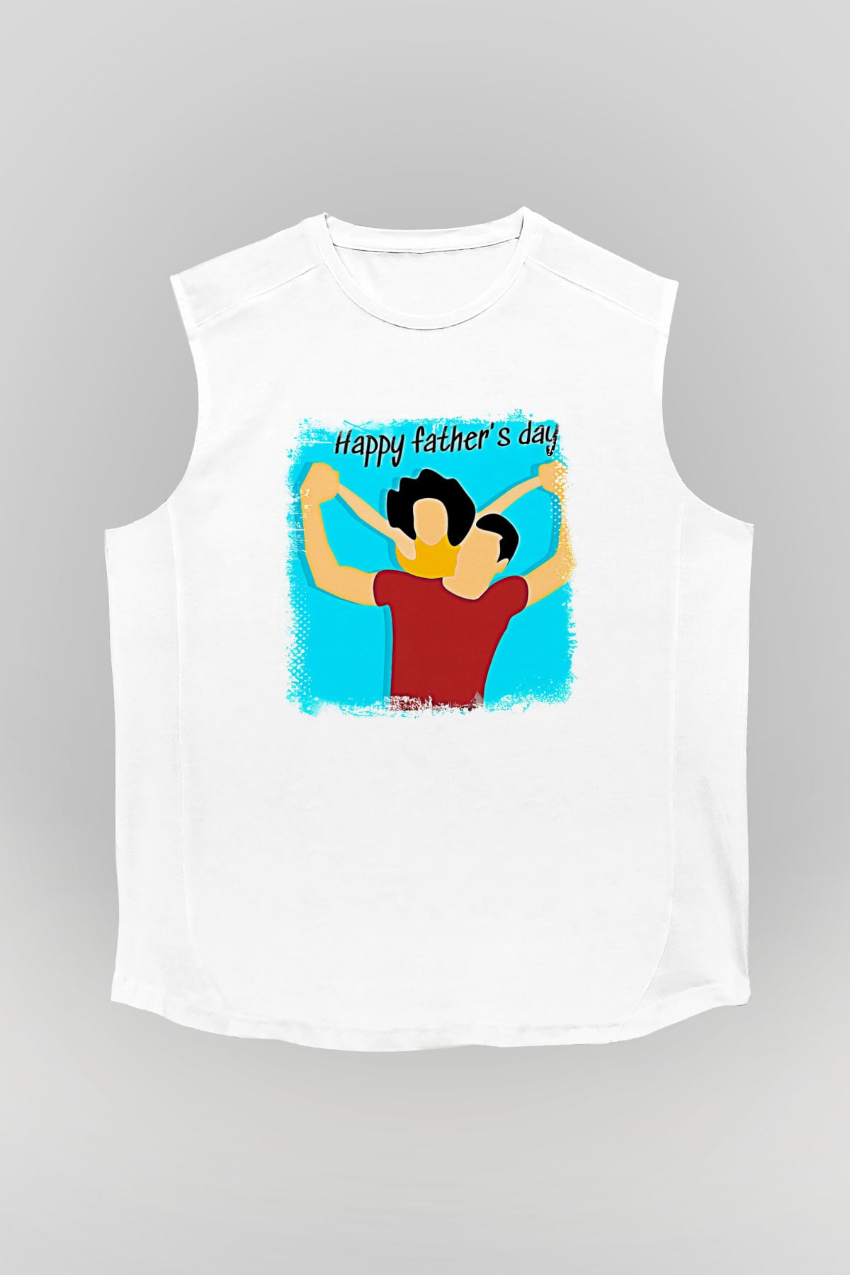 Babalar Günü Baskılı Beyaz Unisex Kolsuz Tişört - Tshirt