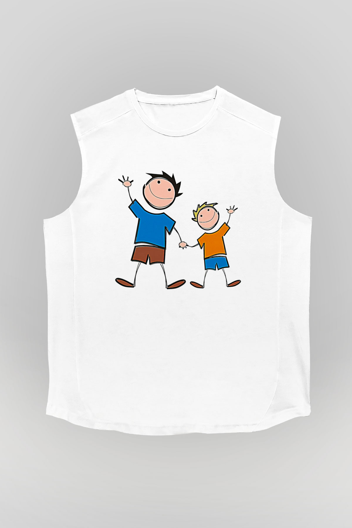 Babalar Günü Baskılı Beyaz Unisex Kolsuz Tişört - Tshirt