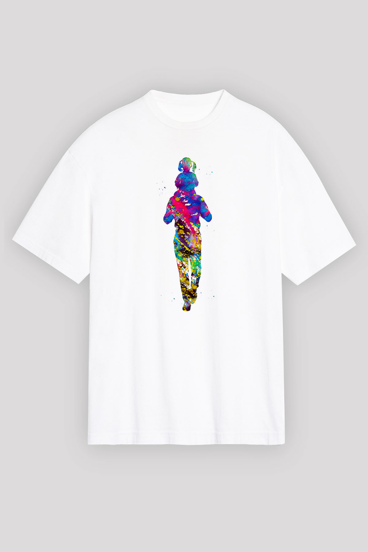 Babalar Günü Baskılı Beyaz Unisex Oversize Tişört - Tshirt