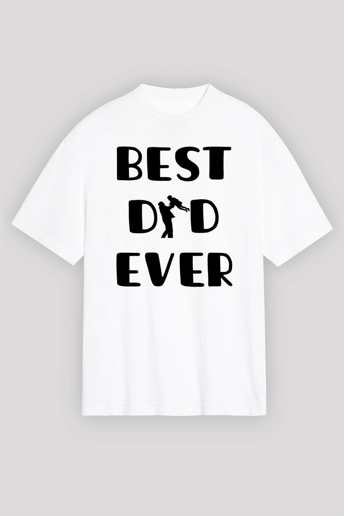 Babalar Günü Baskılı Beyaz Unisex Oversize Tişört - Tshirt
