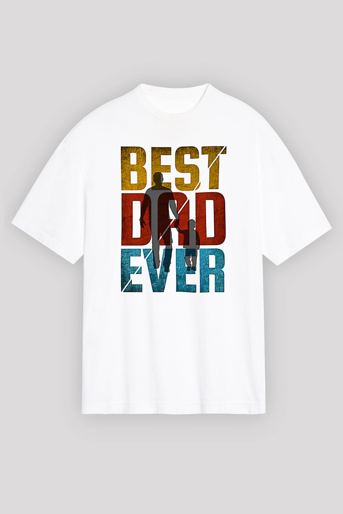 Babalar Günü Baskılı Beyaz Unisex Oversize Tişört - Tshirt