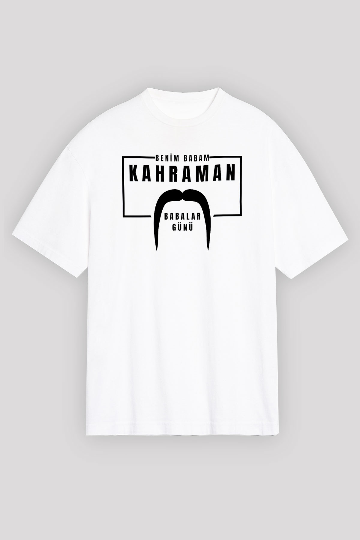 Babalar Günü Baskılı Beyaz Unisex Oversize Tişört - Tshirt