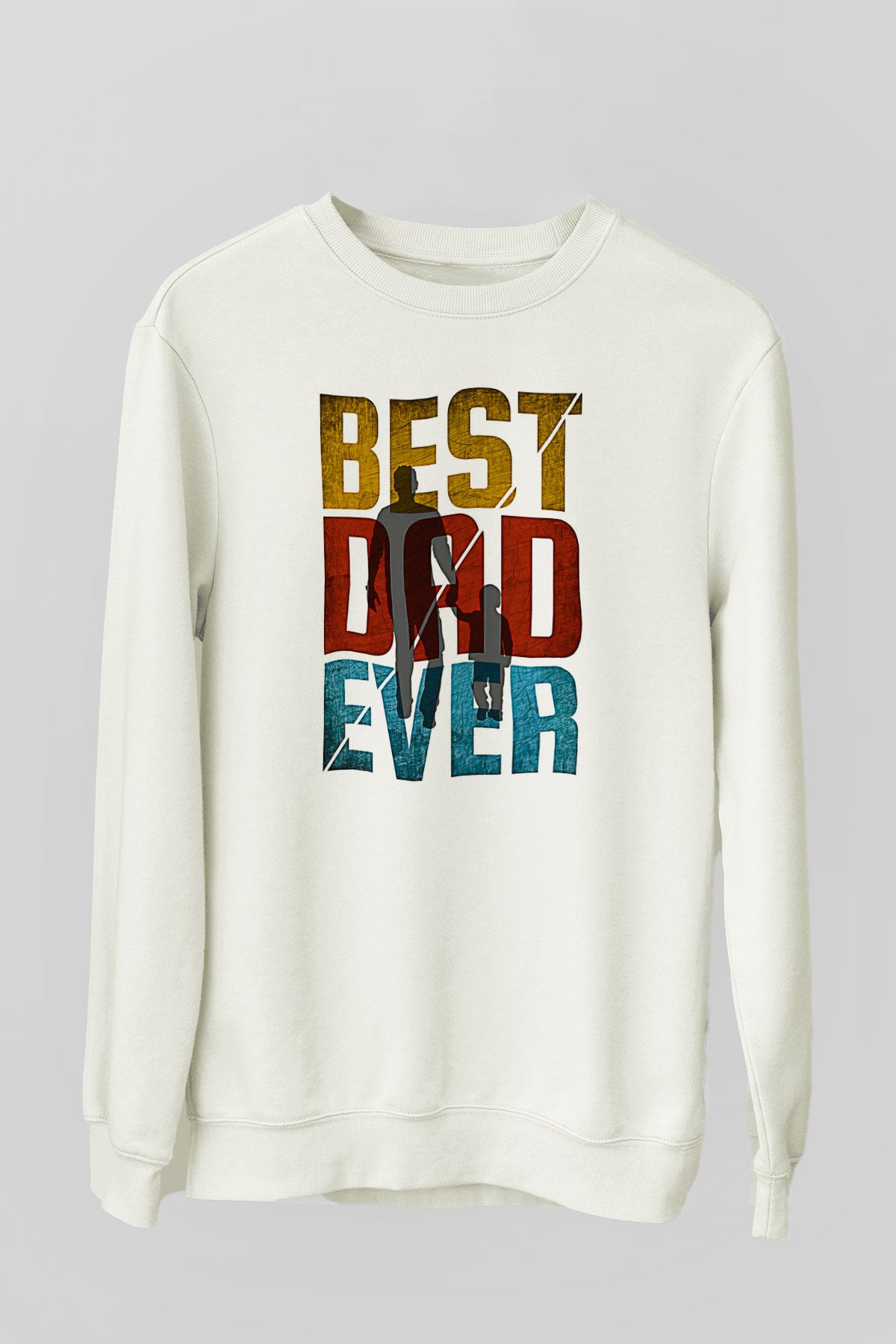 Babalar Günü Baskılı Beyaz Unisex Sweatshirt