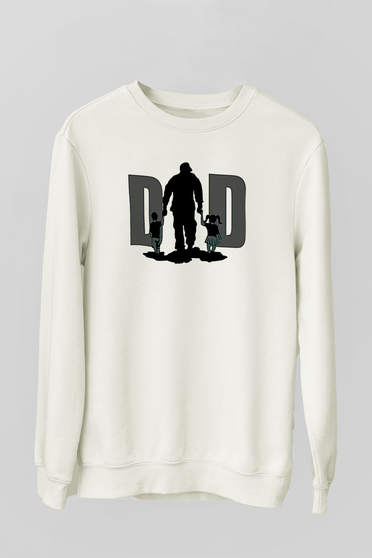 Babalar Günü Baskılı Beyaz Unisex Sweatshirt