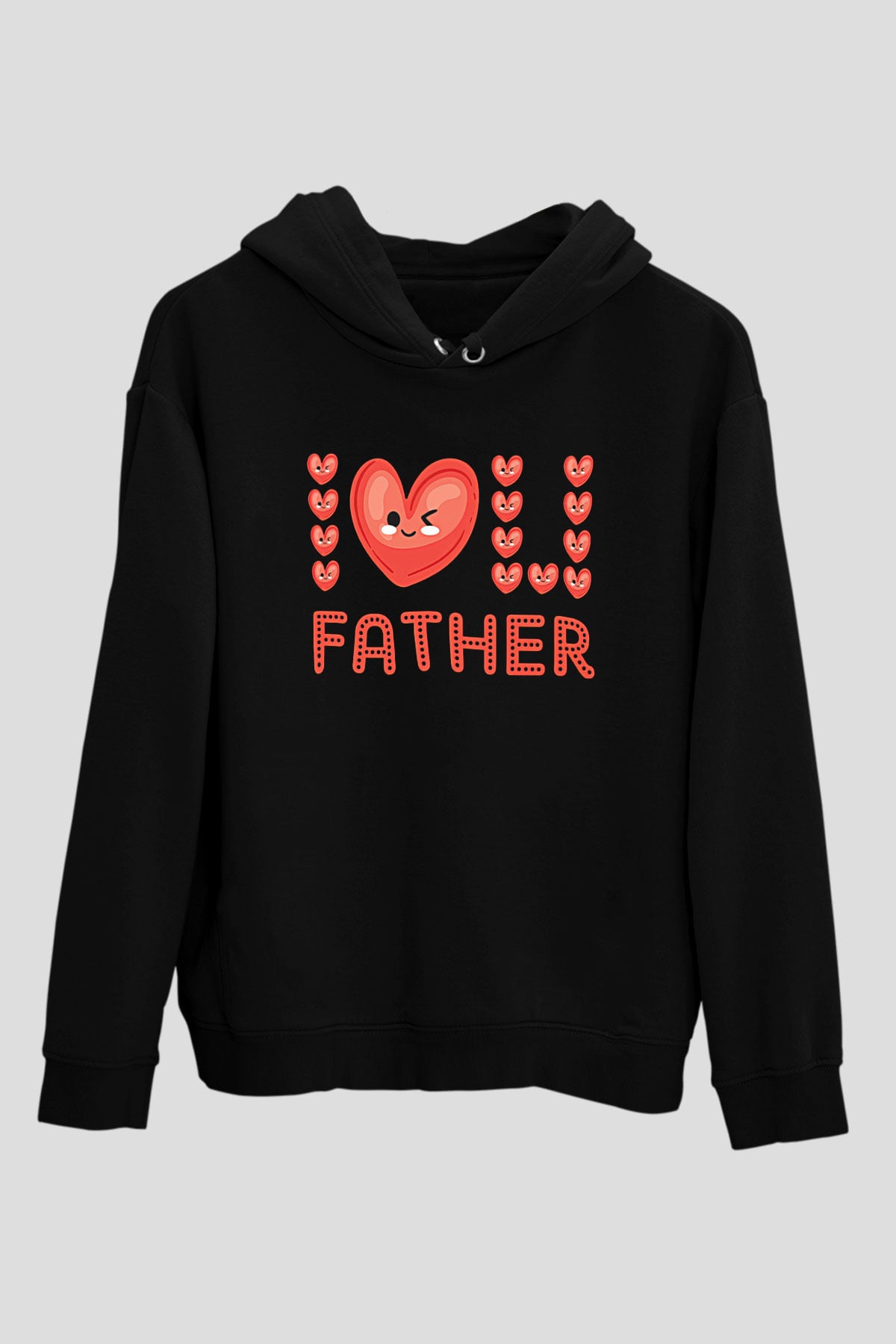 Babalar Günü Baskılı Unisex Siyah Hoodie